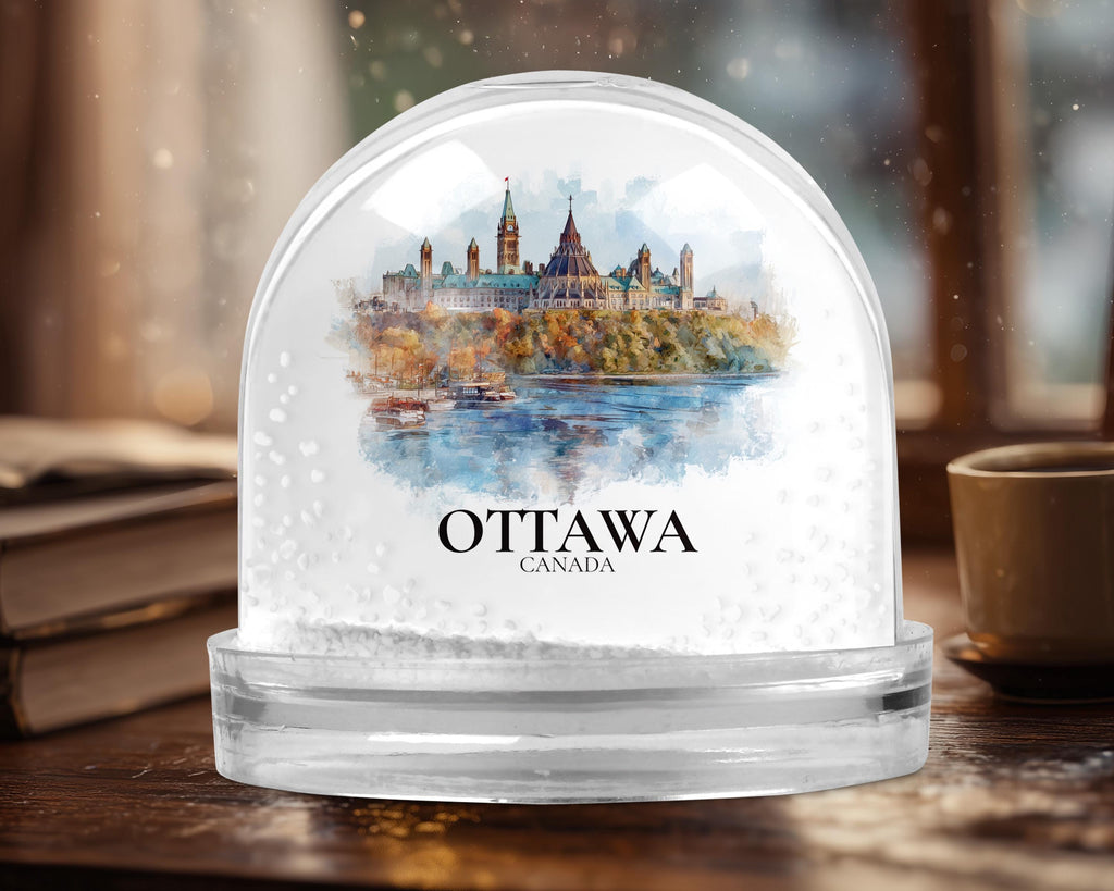 Ottawa Canada Snow Globe, Personalized Watercolor, Custom Travel Souvenir Keepsake City Dome