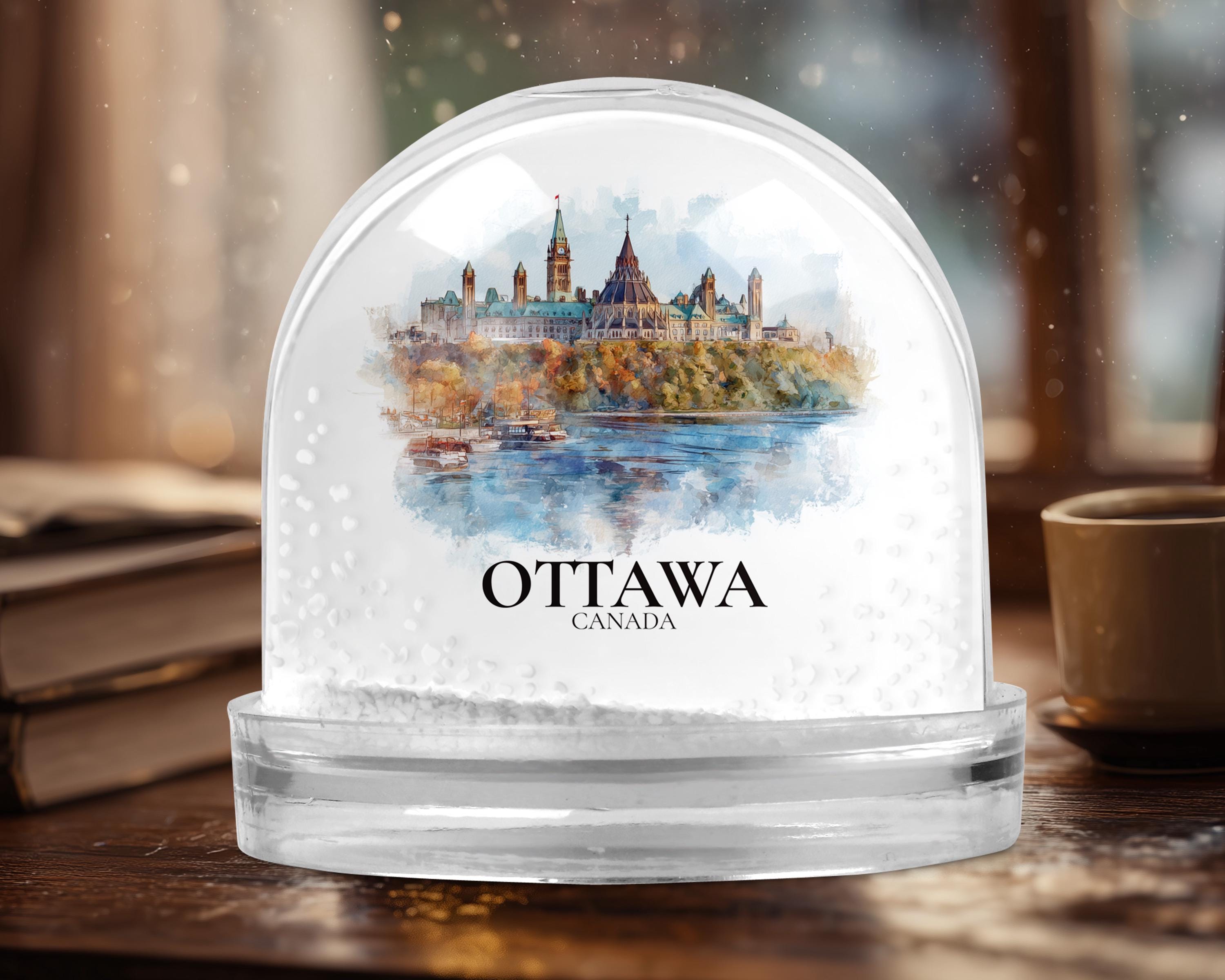 Ottawa Canada Snow Globe, Personalized Watercolor, Custom Travel Souvenir Keepsake City Dome