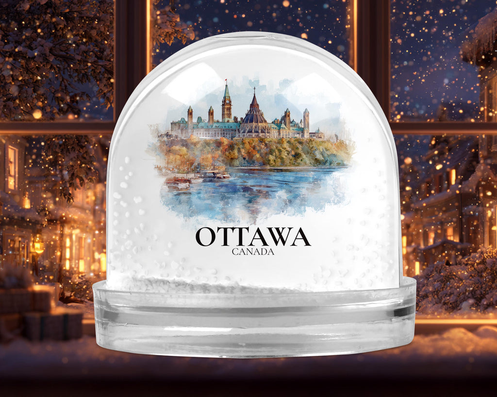 Ottawa Canada Snow Globe, Personalized Watercolor, Custom Travel Souvenir Keepsake City Dome