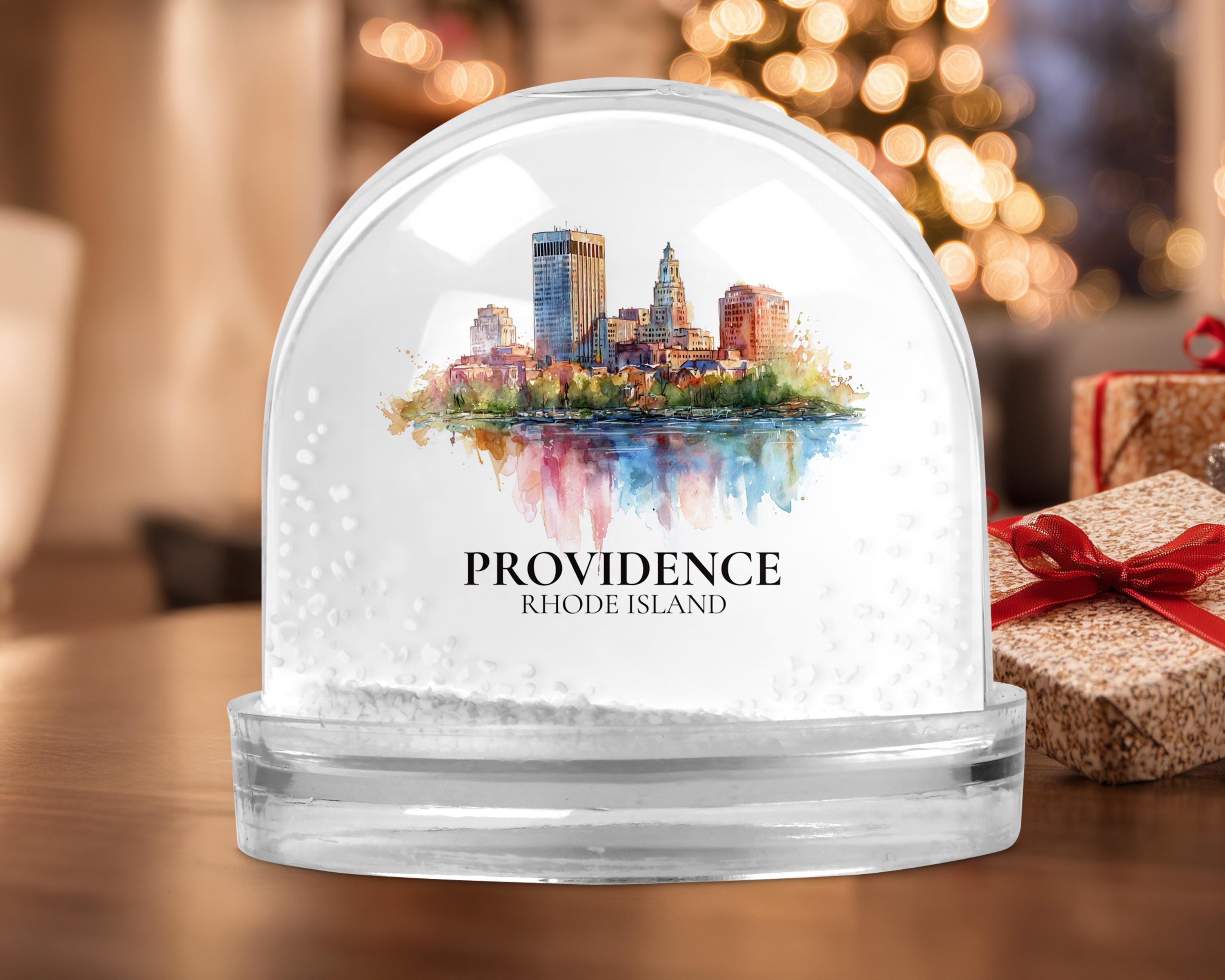 Providence Rhode Island Snow Globe, Personalized Watercolor, Custom Travel Souvenir Keepsake City Dome