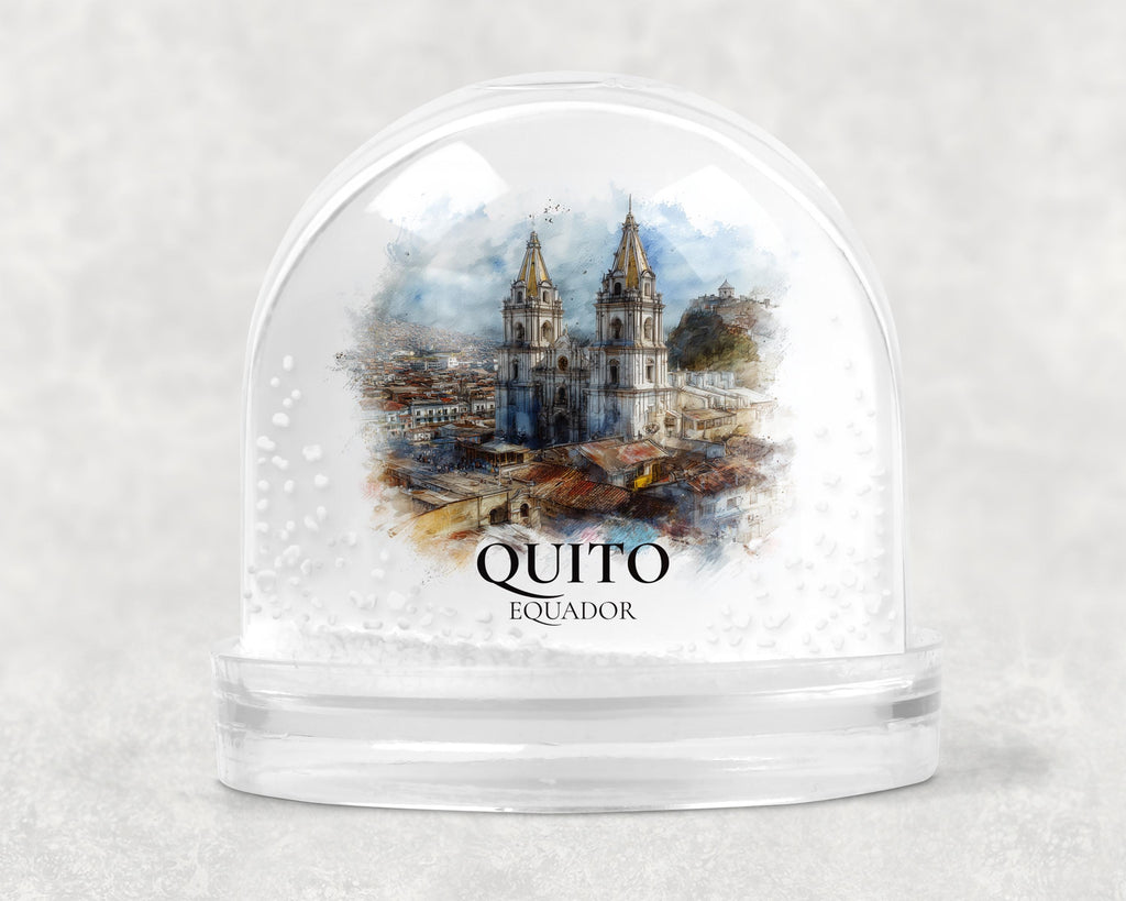 Quito Ecuador Snow Globe, Personalized Watercolor, Custom Travel Souvenir Keepsake City Dome