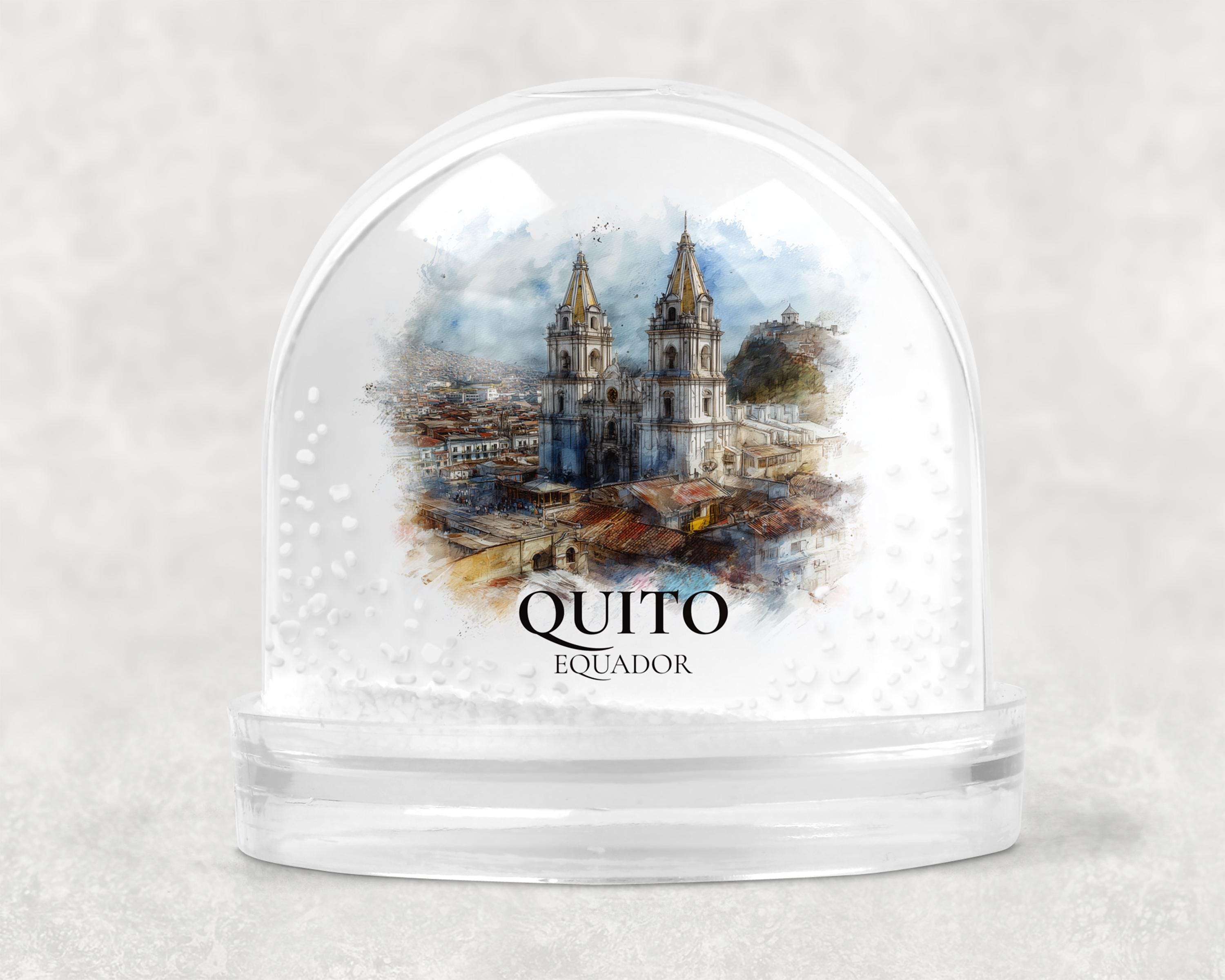 Quito Ecuador Snow Globe, Personalized Watercolor, Custom Travel Souvenir Keepsake City Dome