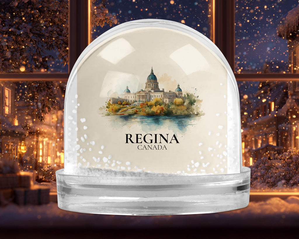 Regina Canada Saskatchewan Snow Globe, Personalized Watercolor, Custom Travel Souvenir Keepsake City Dome