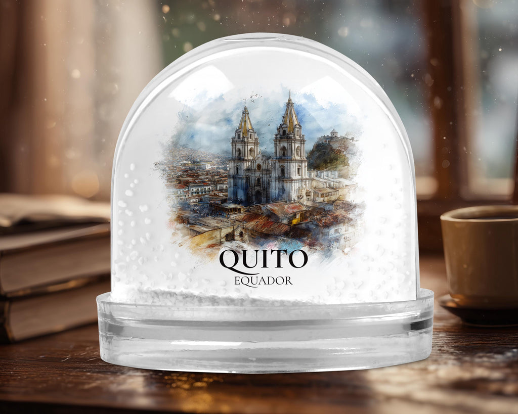 Quito Ecuador Snow Globe, Personalized Watercolor, Custom Travel Souvenir Keepsake City Dome