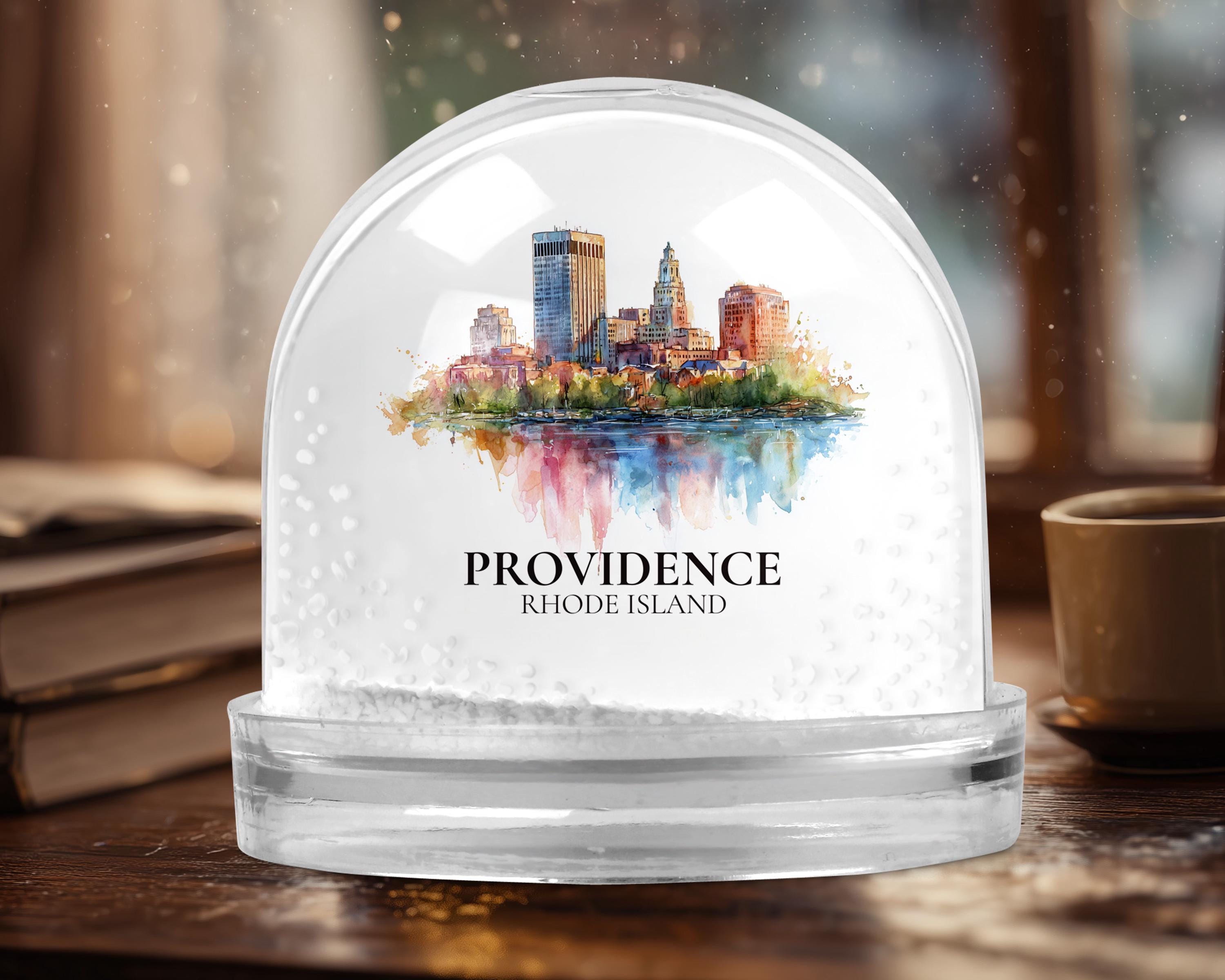 Providence Rhode Island Snow Globe, Personalized Watercolor, Custom Travel Souvenir Keepsake City Dome
