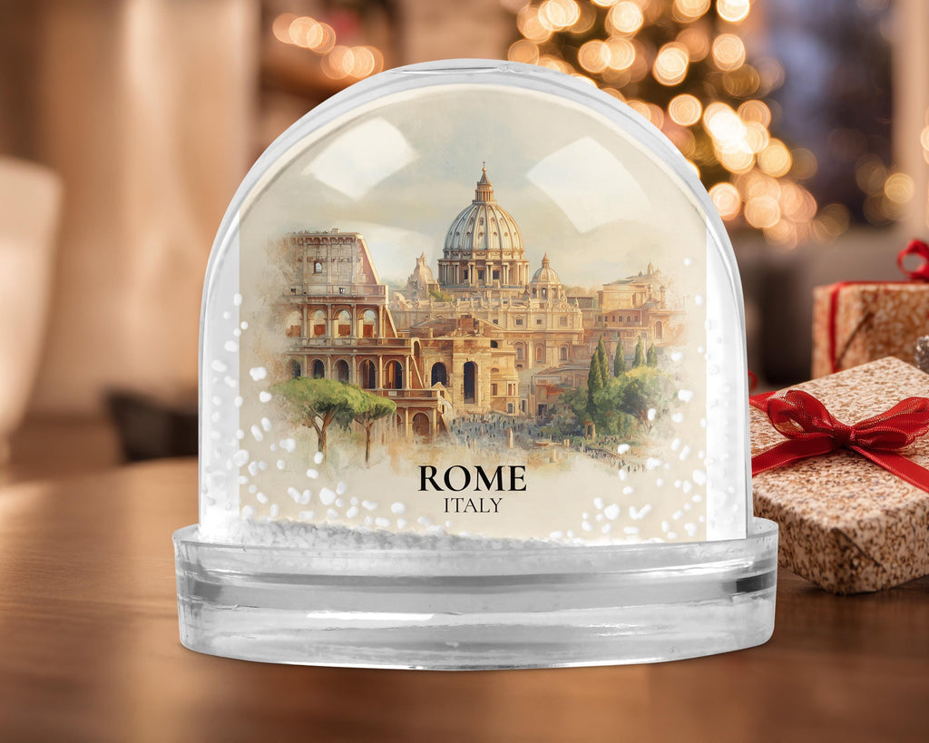 Rome Italy Snow Globe, Personalized Watercolor, Custom Travel Souvenir Keepsake City Dome