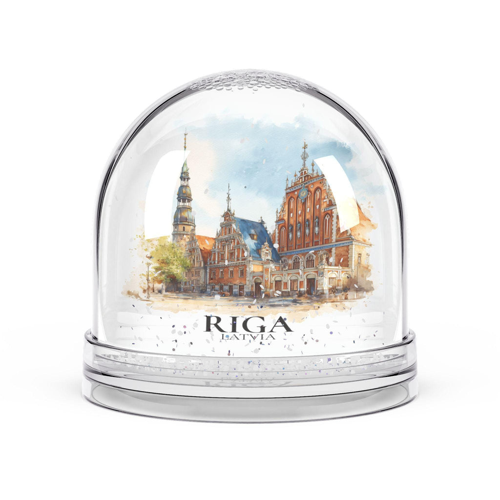 Riga Latvia Snow Globe, Personalized Watercolor, Custom Travel Souvenir Keepsake City Dome