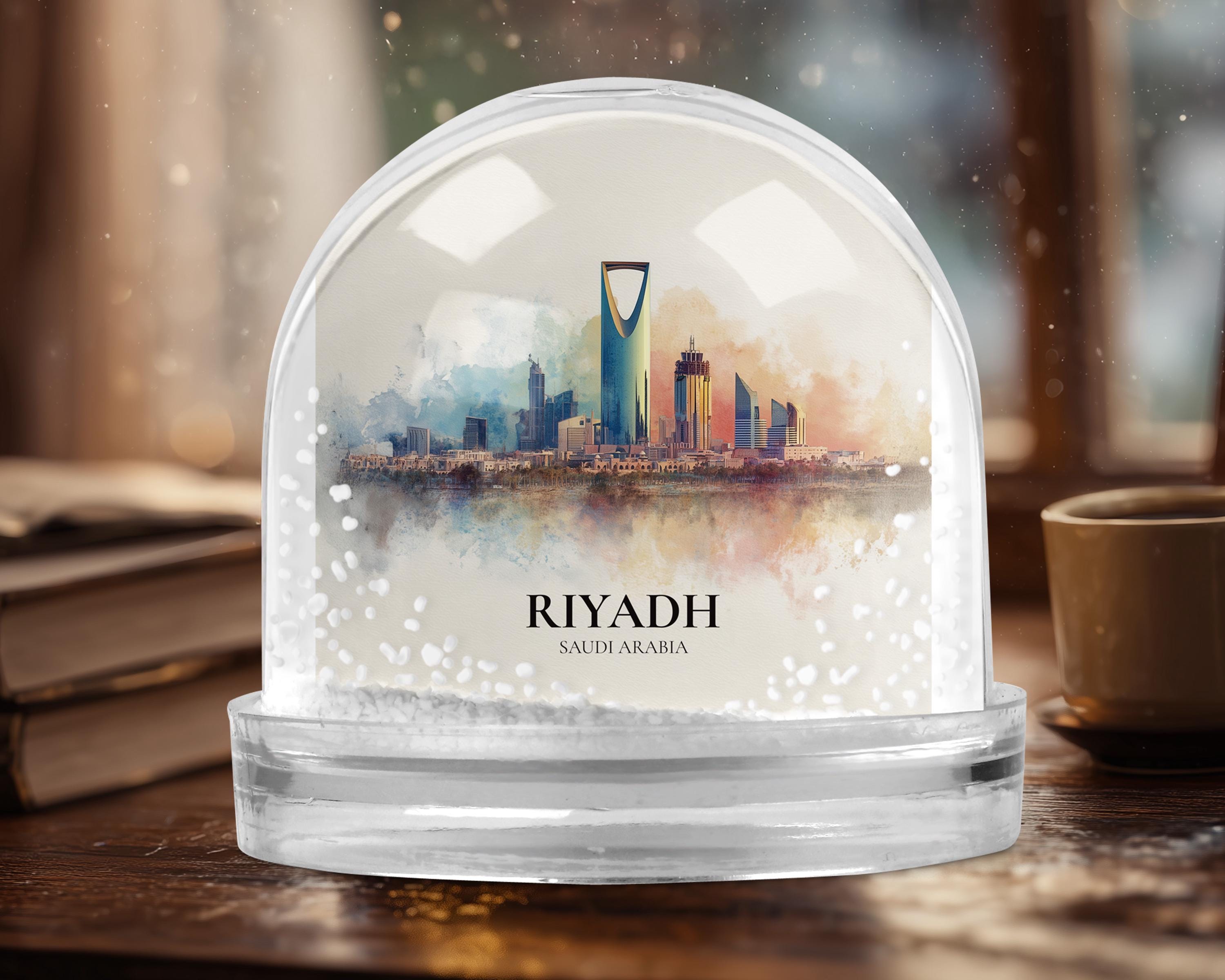 Riyadh Saudi Arabia Snow Globe, Personalized Watercolor, Custom Travel Souvenir Keepsake City Dome