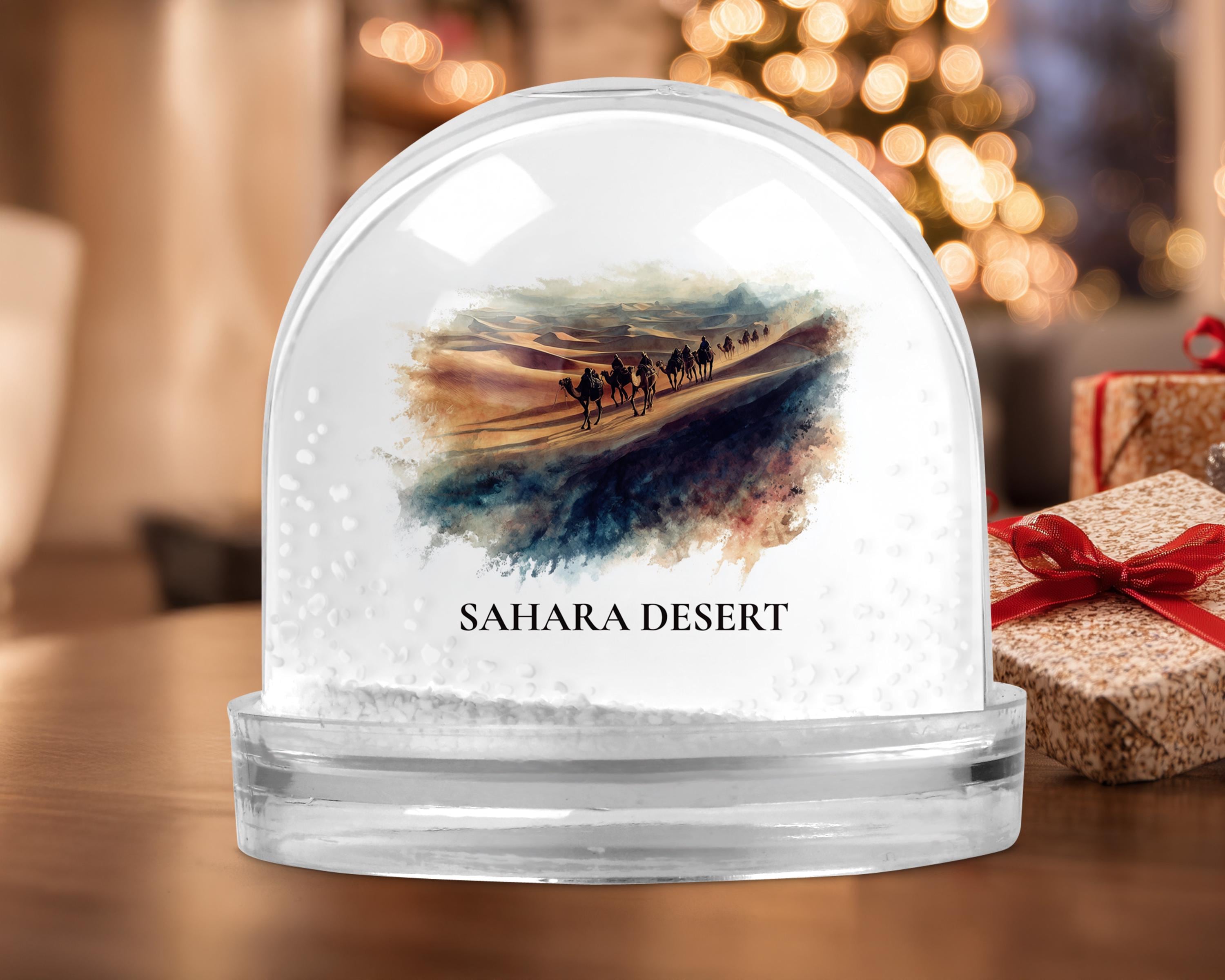 Sahara Desert Snow Globe, Personalized Watercolor, Custom Travel Souvenir Keepsake City Dome