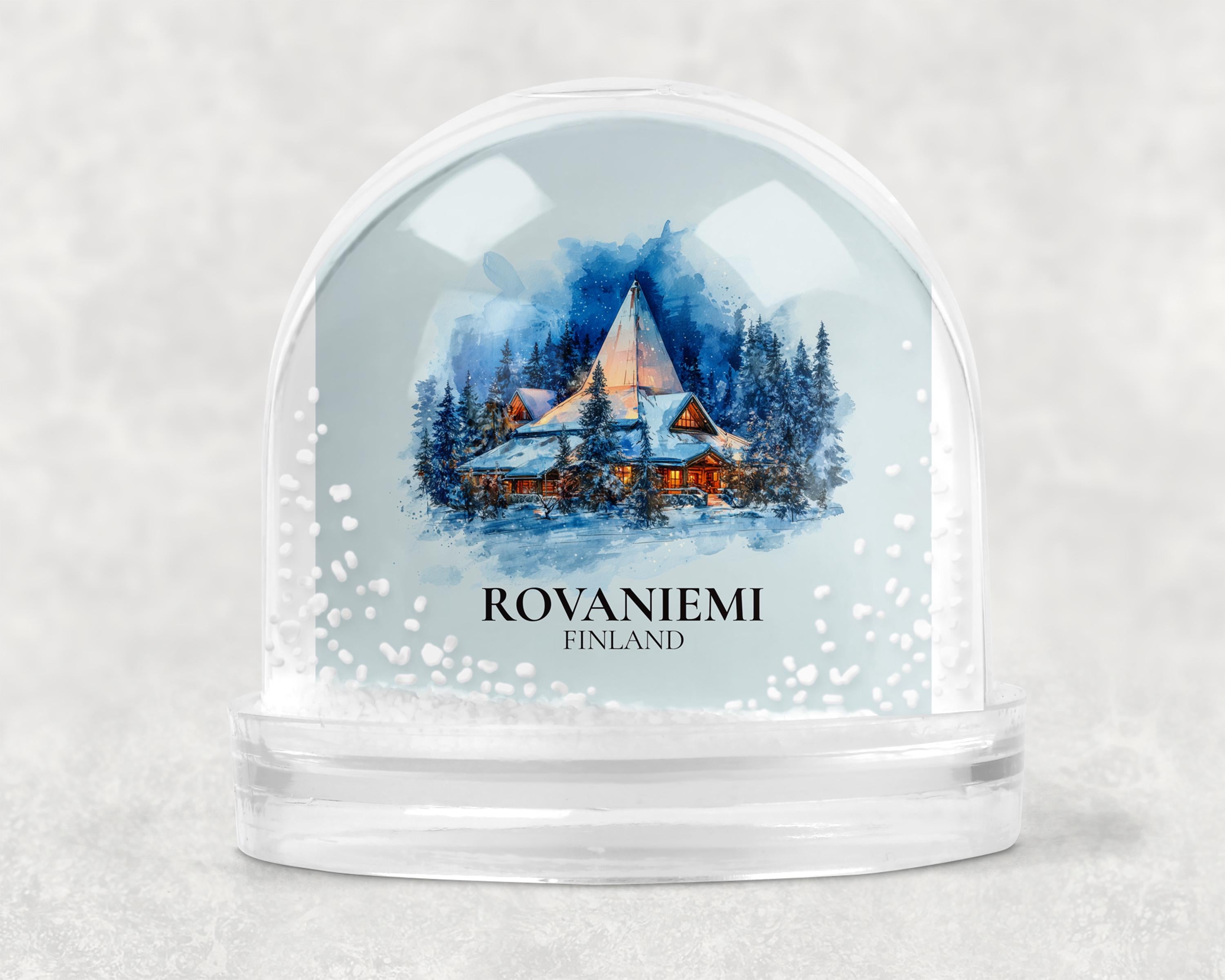 Rovaniemi Finland Snow Globe, Personalized Watercolor, Custom Travel Souvenir Keepsake City Dome