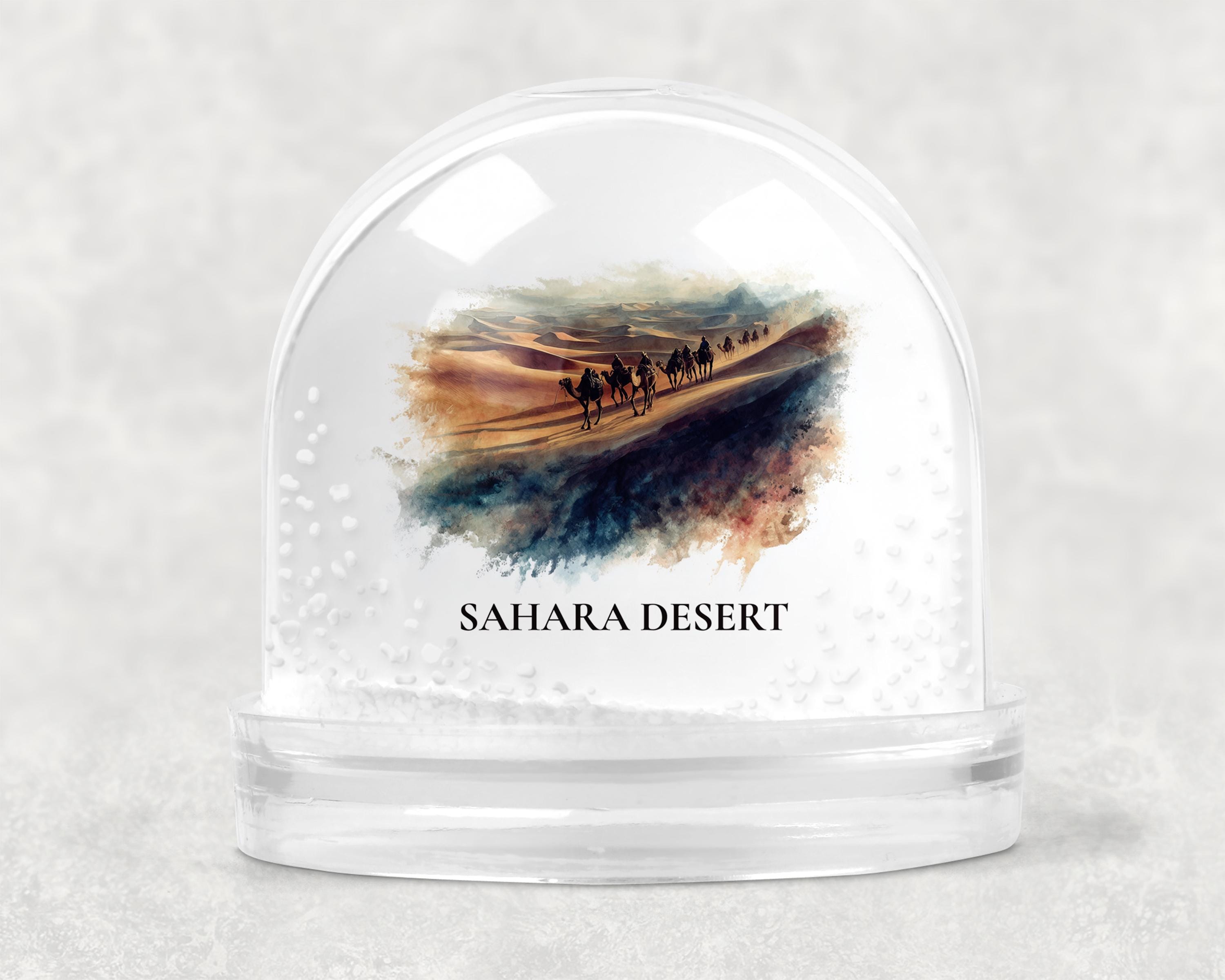 Sahara Desert Snow Globe, Personalized Watercolor, Custom Travel Souvenir Keepsake City Dome