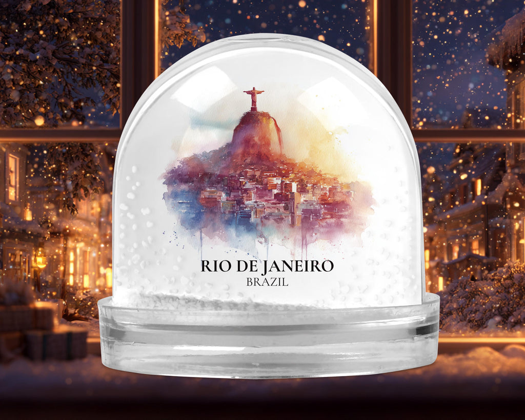 Rio Brazil Snow Globe, Personalized Watercolor, Custom Travel Souvenir Keepsake City Dome