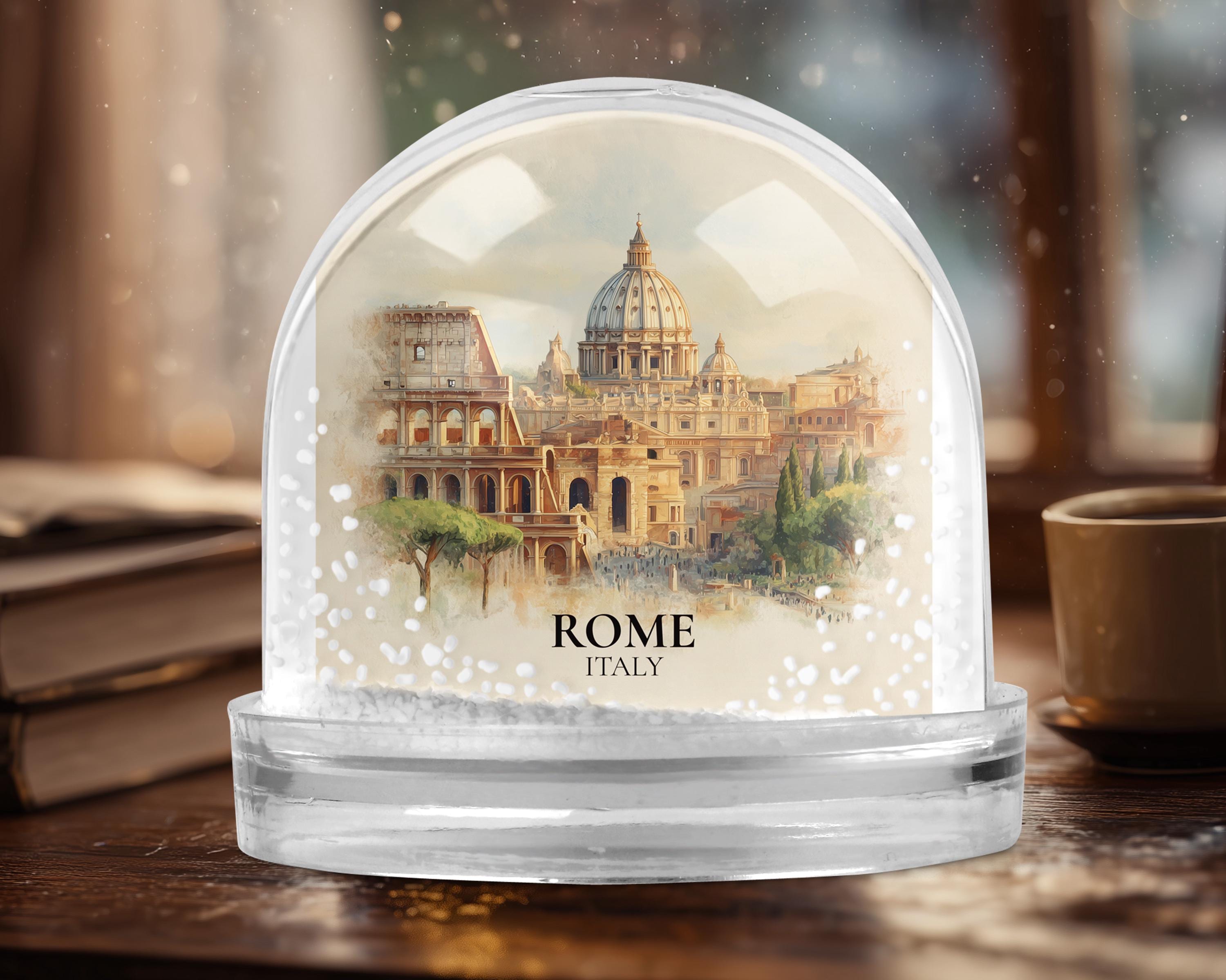 Rome Italy Snow Globe, Personalized Watercolor, Custom Travel Souvenir Keepsake City Dome