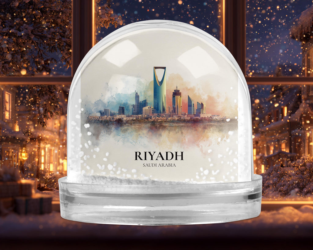 Riyadh Saudi Arabia Snow Globe, Personalized Watercolor, Custom Travel Souvenir Keepsake City Dome