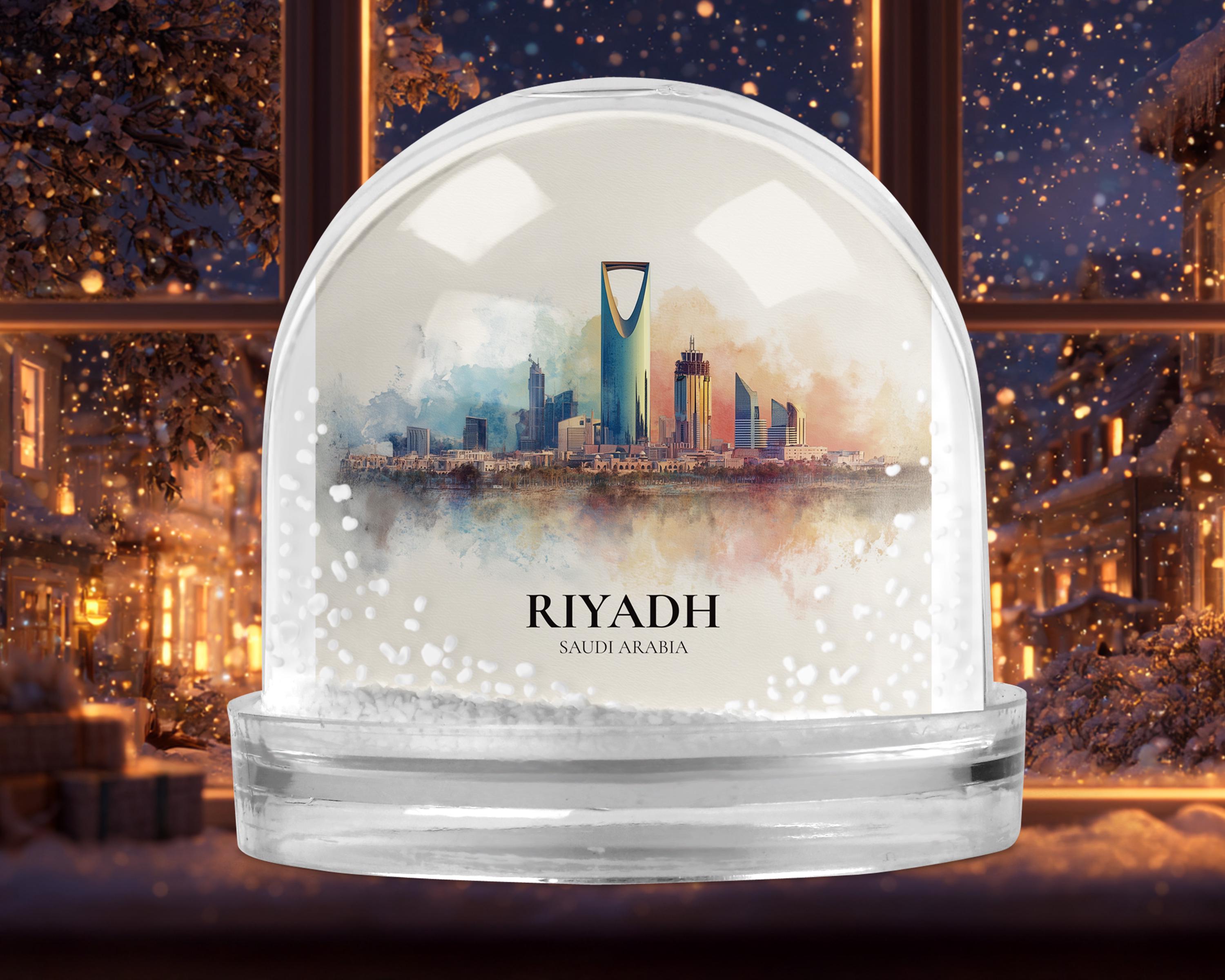 Riyadh Saudi Arabia Snow Globe, Personalized Watercolor, Custom Travel Souvenir Keepsake City Dome