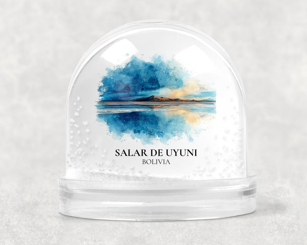 Salar de Uyuni Bolivia Snow Globe, Personalized Watercolor, Custom Travel Souvenir Keepsake City Dome