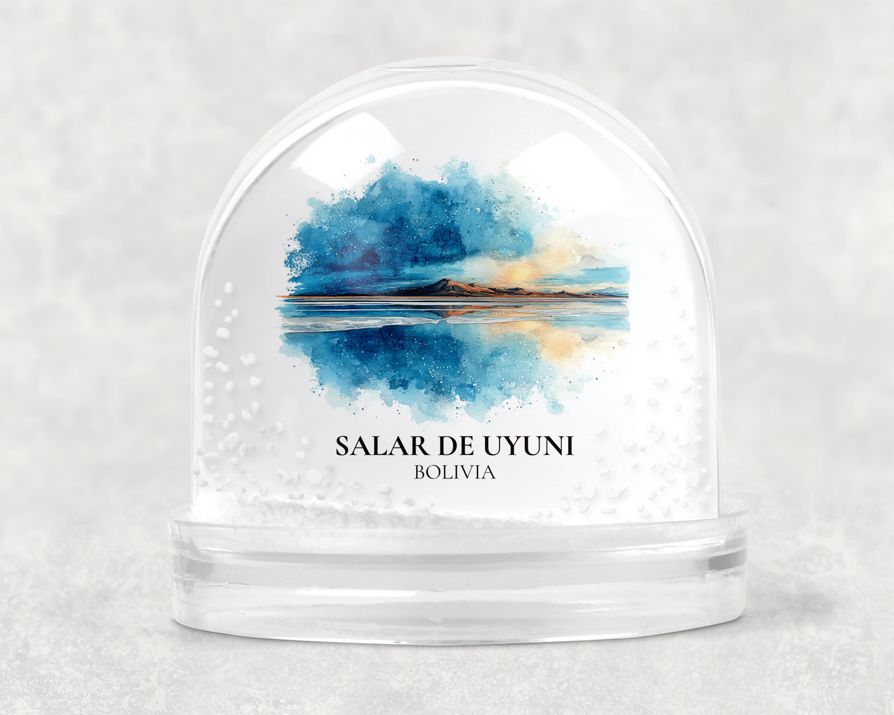 Salar de Uyuni Bolivia Snow Globe, Personalized Watercolor, Custom Travel Souvenir Keepsake City Dome