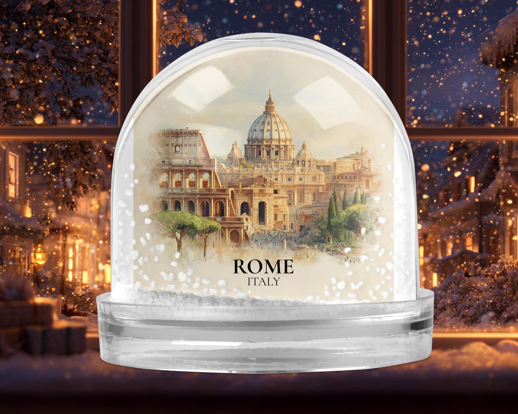 Rome Italy Snow Globe, Personalized Watercolor, Custom Travel Souvenir Keepsake City Dome