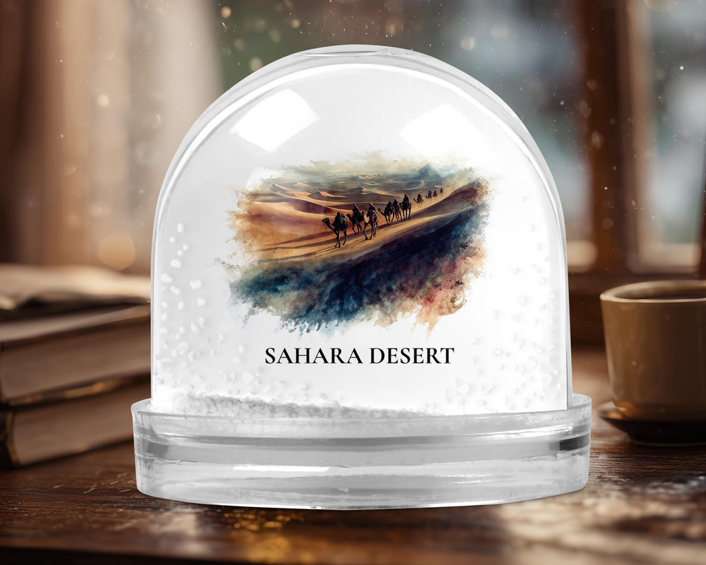 Sahara Desert Snow Globe, Personalized Watercolor, Custom Travel Souvenir Keepsake City Dome