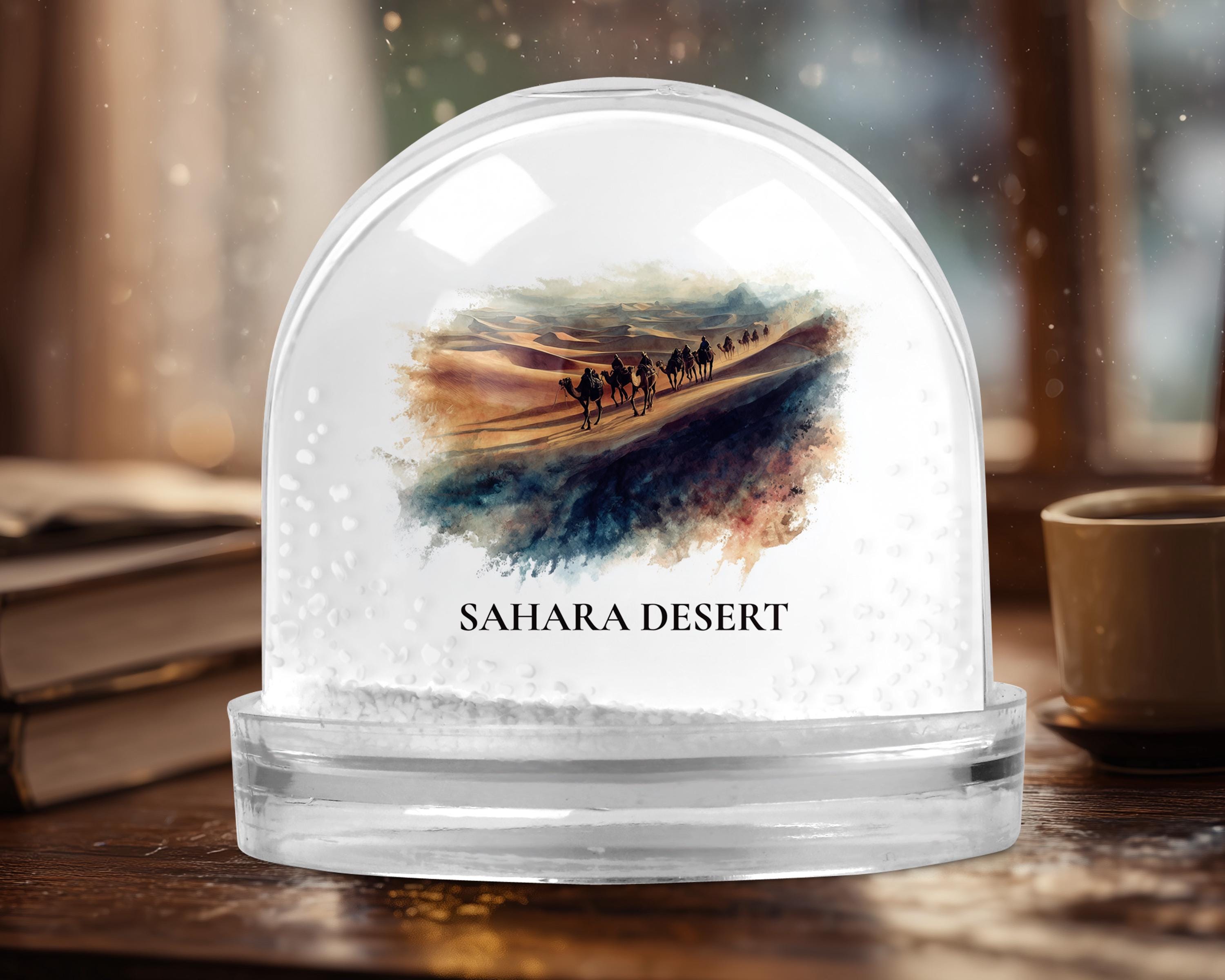 Sahara Desert Snow Globe, Personalized Watercolor, Custom Travel Souvenir Keepsake City Dome