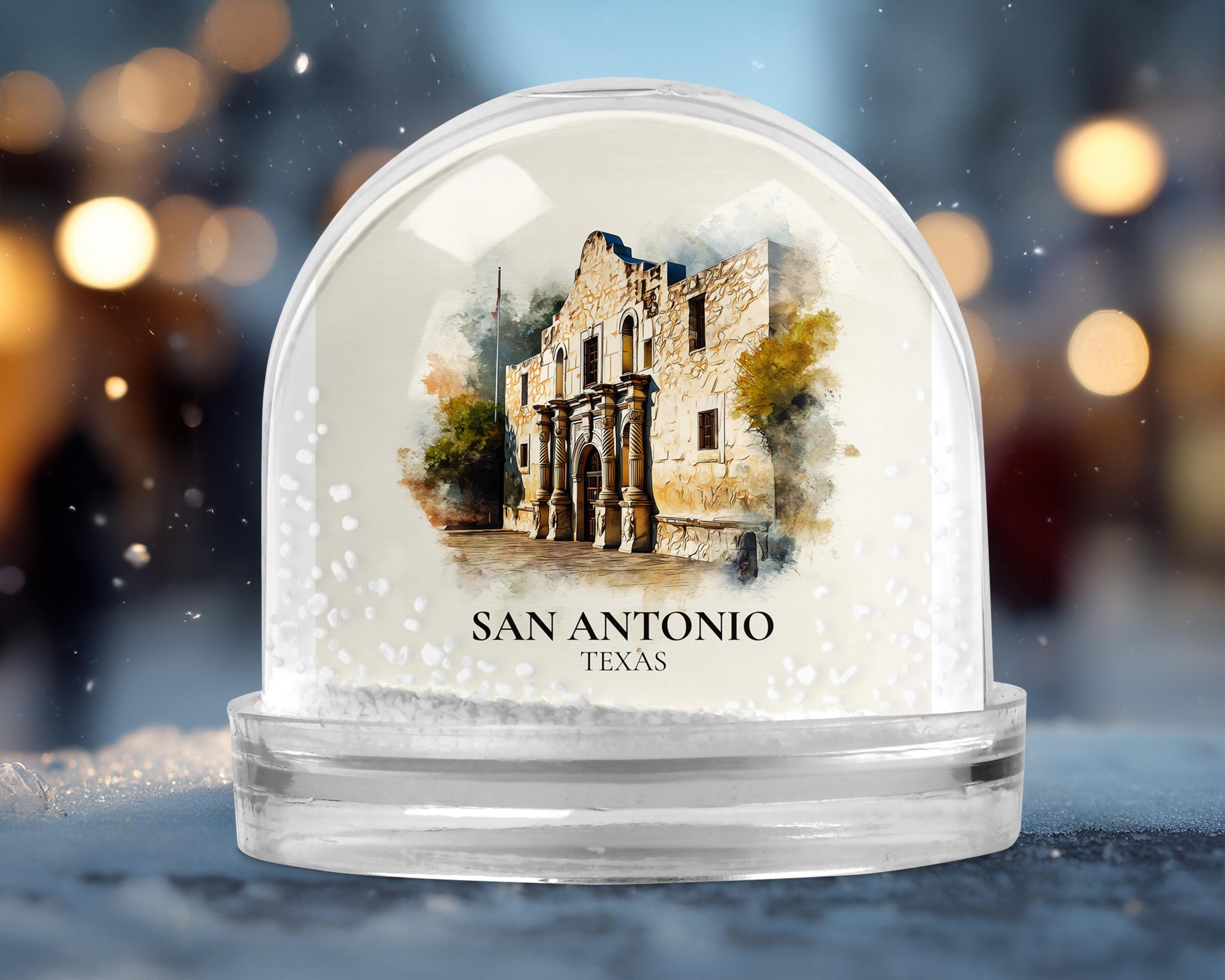 San Antonio Snow Globe Texas , Personalized Watercolor, Custom Travel Souvenir Keepsake City Dome