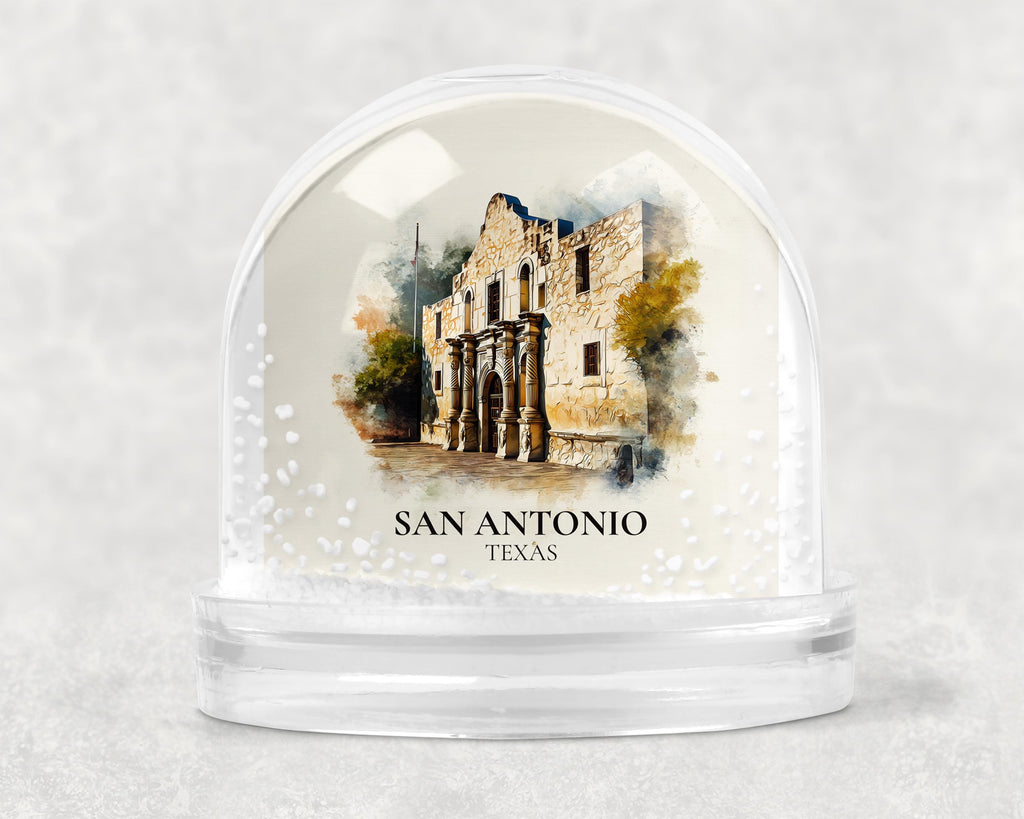 San Antonio Snow Globe Texas , Personalized Watercolor, Custom Travel Souvenir Keepsake City Dome