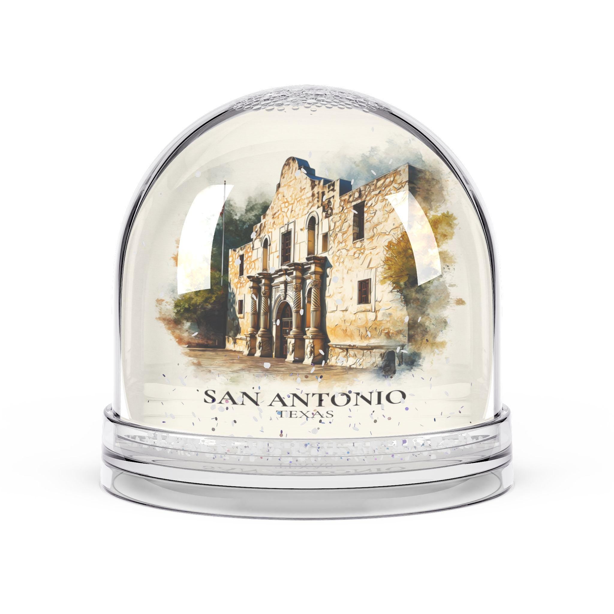 San Antonio Snow Globe Texas , Personalized Watercolor, Custom Travel Souvenir Keepsake City Dome