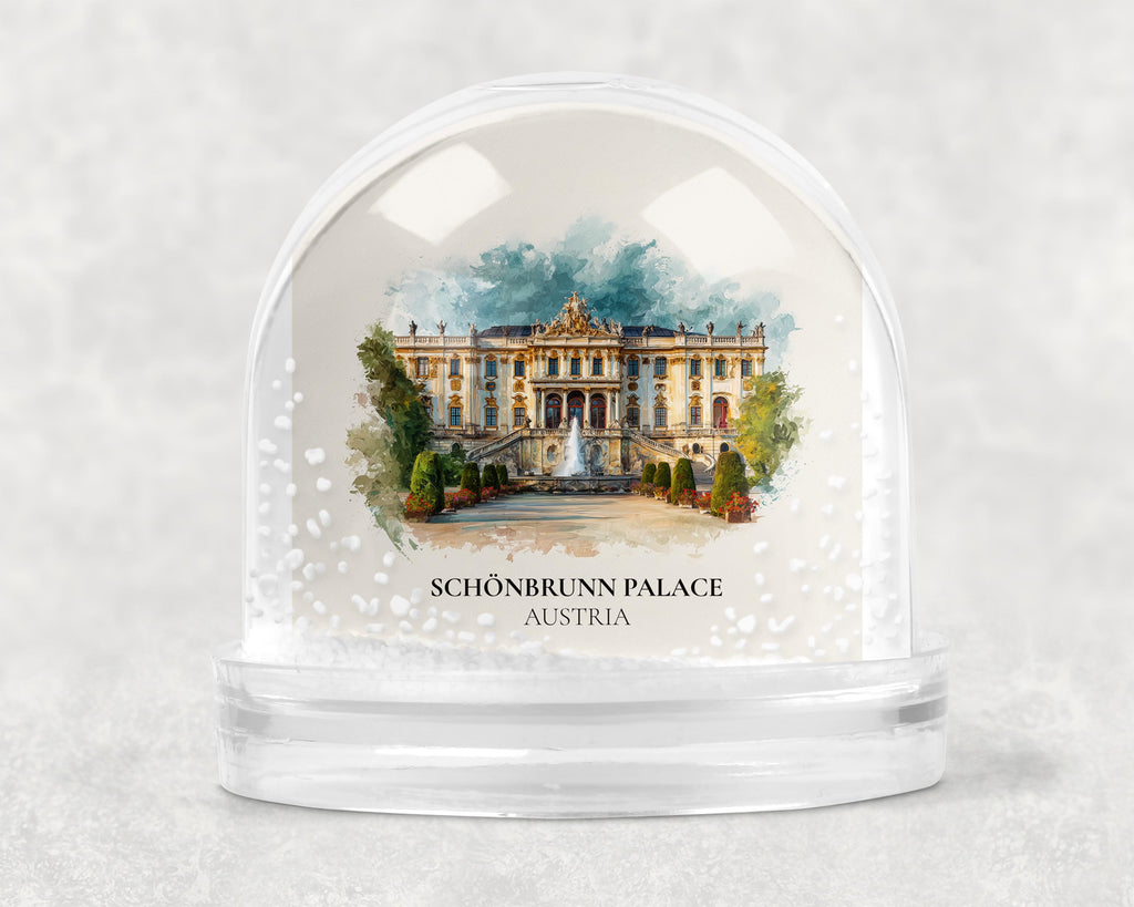 Schonbrunn Palace Austria Snow Globe, Personalized Watercolor, Custom Travel Souvenir Keepsake City Dome