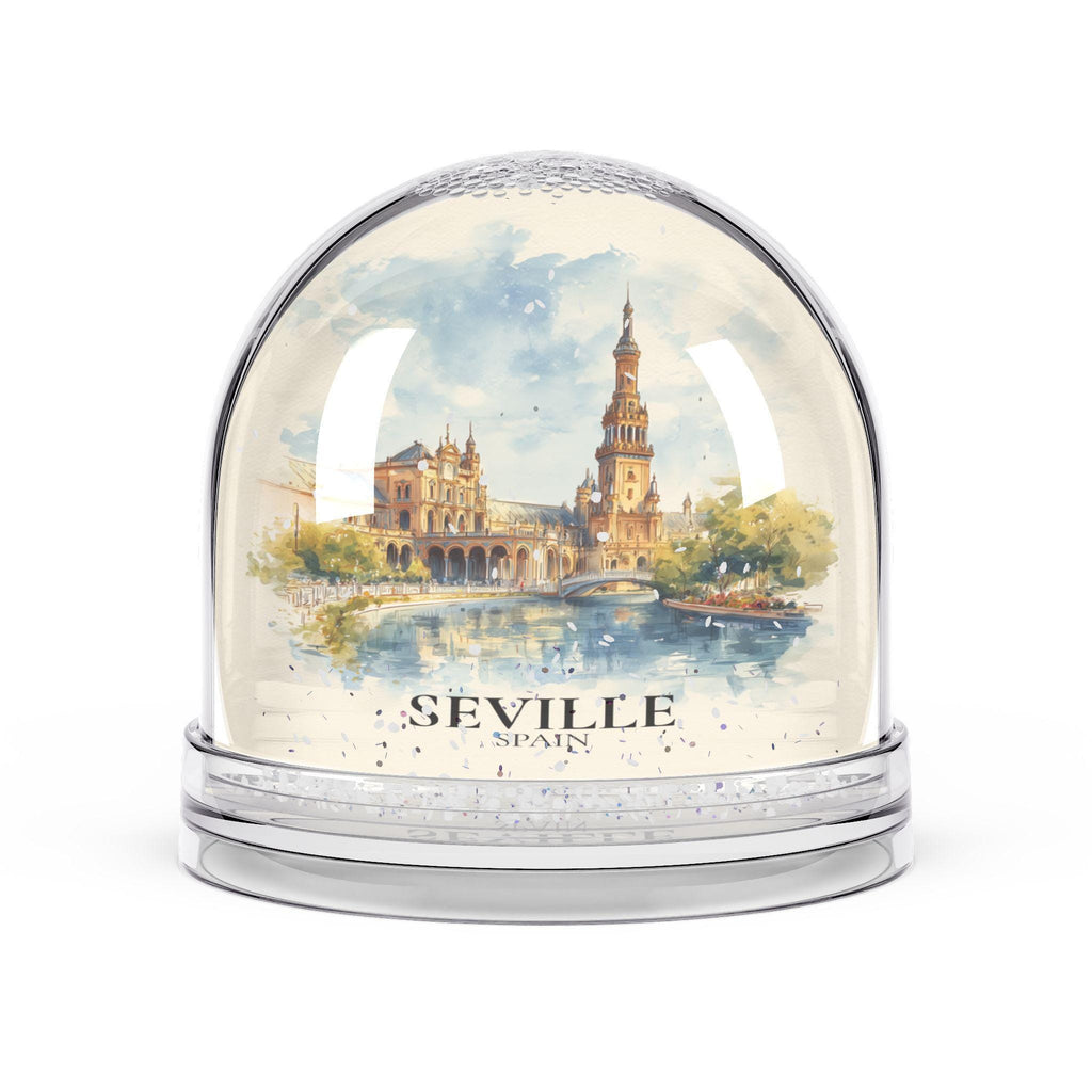 Seville Snow Globe Spain, Personalized Watercolor, Custom Travel Souvenir Keepsake City Dome