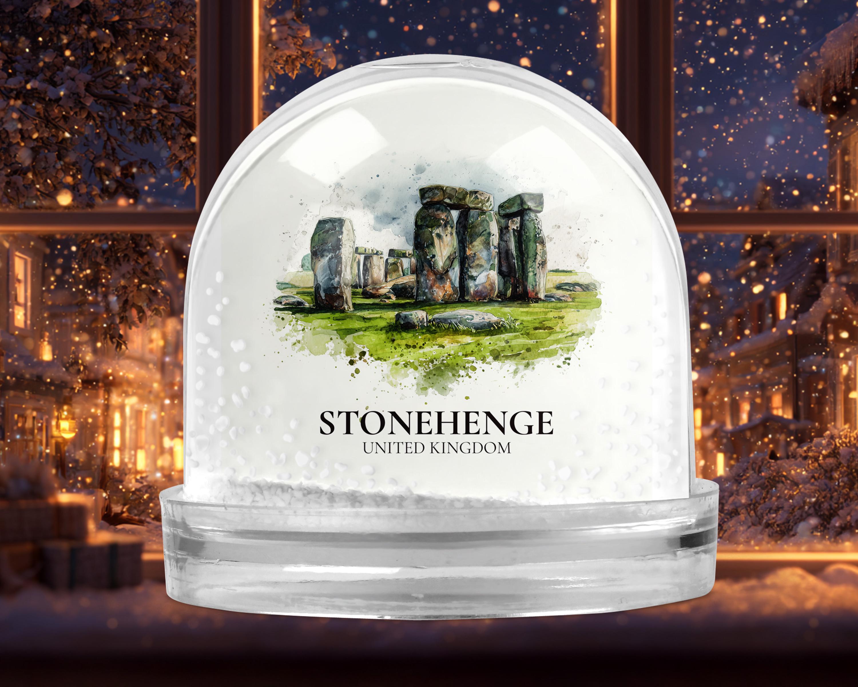 Stonehenge England Snow Globe, Personalized Watercolor, Custom Travel Souvenir Keepsake City Dome