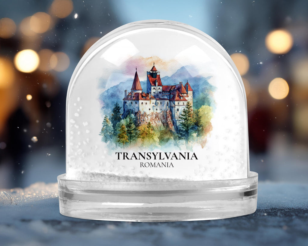 Transylvania Romania Snow Globe, Personalized Watercolor, Custom Travel Souvenir Keepsake City Dome