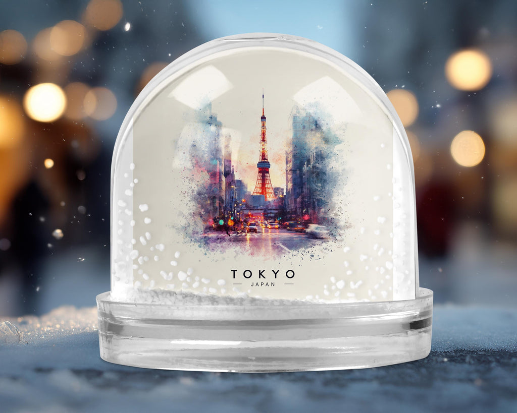 Tokyo Japan Snow Globe, Personalized Watercolor, Custom Travel Souvenir Keepsake City Dome