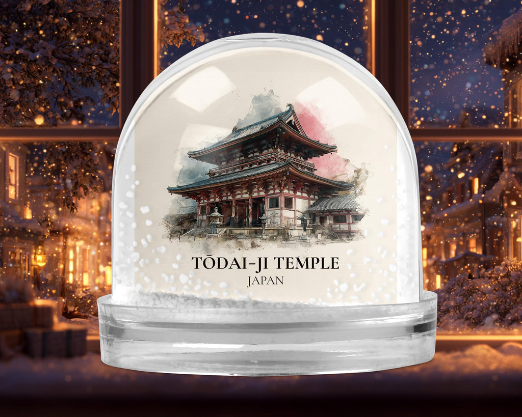 Todai-ji Temple Japan Snow Globe, Personalized Watercolor, Custom Travel Souvenir Keepsake City Dome