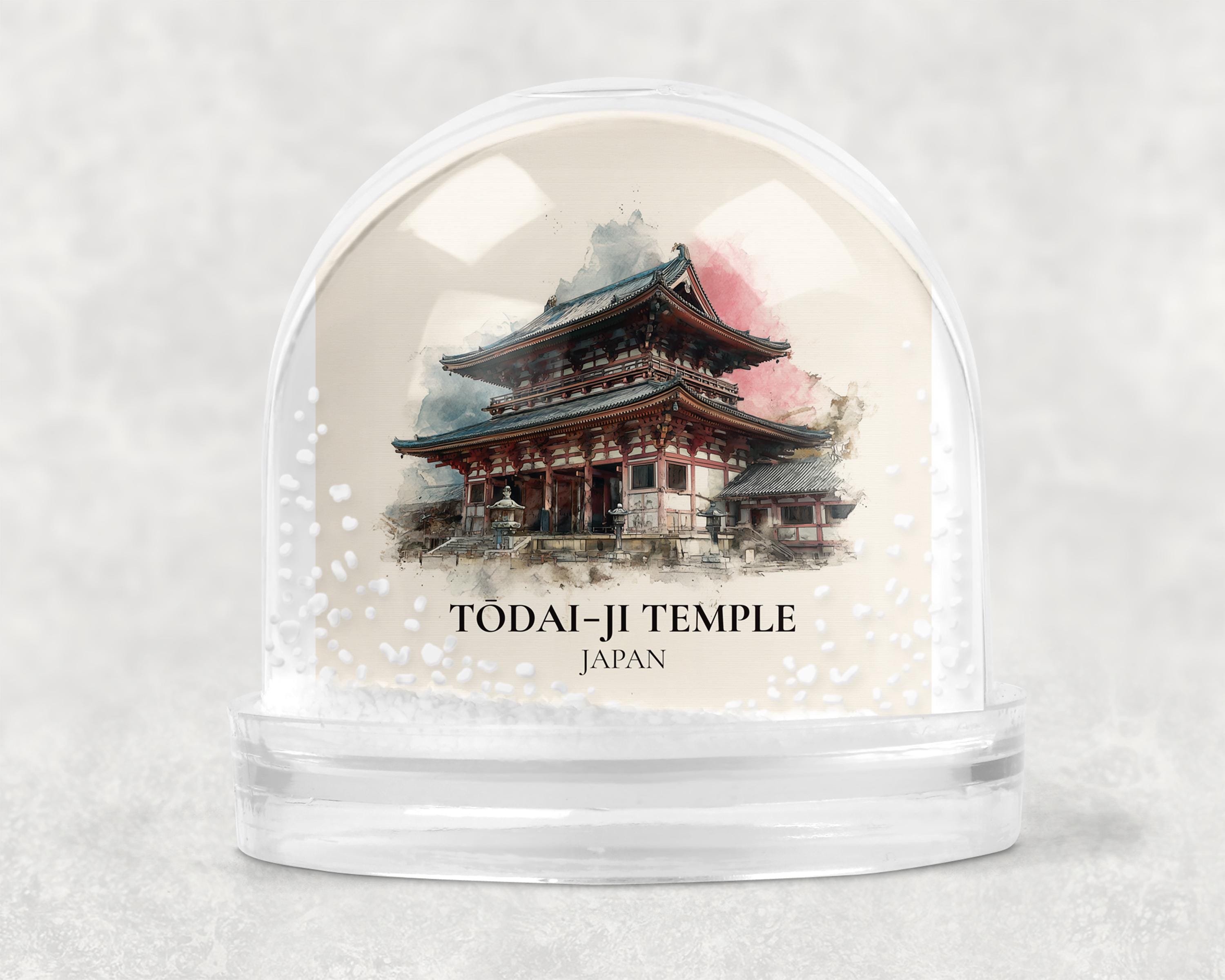 Todai-ji Temple Japan Snow Globe, Personalized Watercolor, Custom Travel Souvenir Keepsake City Dome
