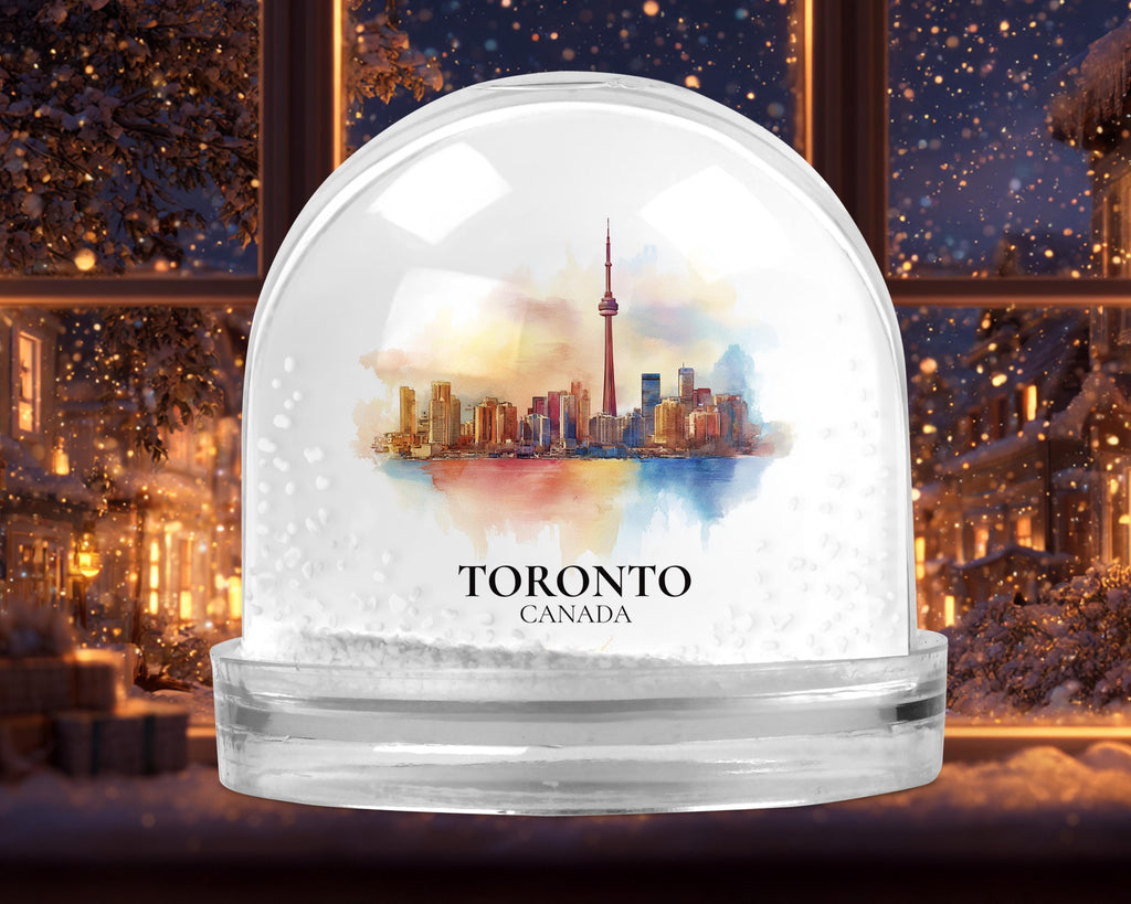 Toronto Ontario Snow Globe, Personalized Watercolor, Custom Travel Souvenir Keepsake City Dome