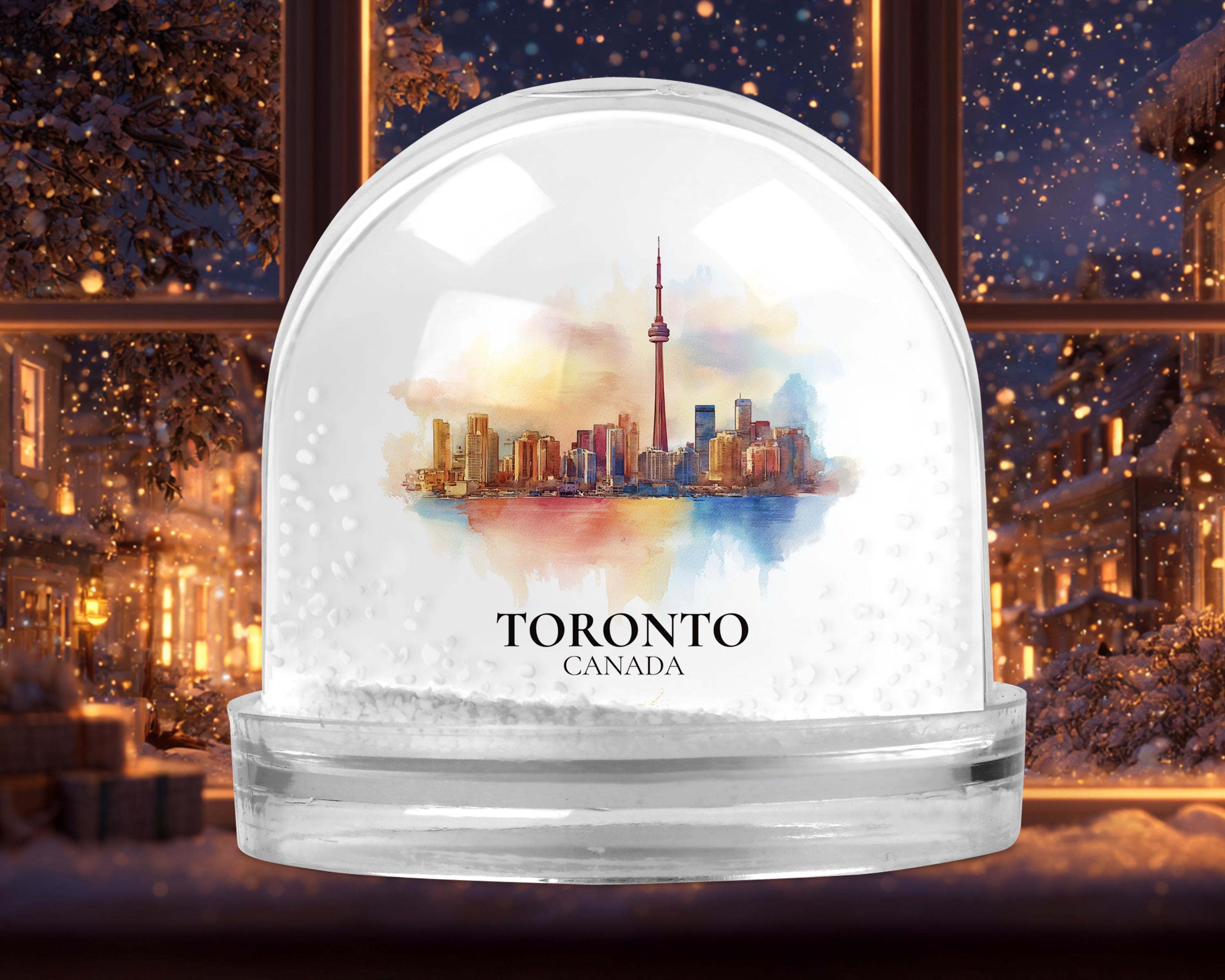 Toronto Ontario Snow Globe, Personalized Watercolor, Custom Travel Souvenir Keepsake City Dome