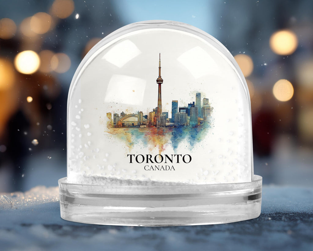 Toronto Canada Snow Globe, Personalized Watercolor, Custom Travel Souvenir Keepsake City Dome