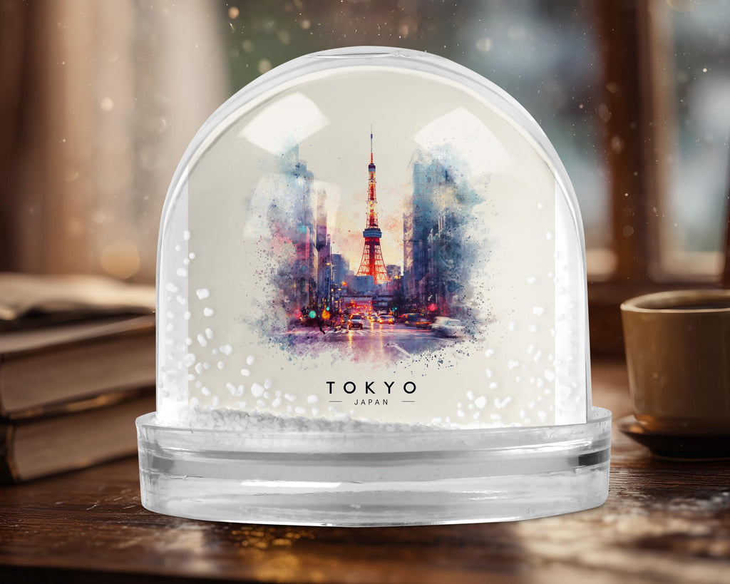 Tokyo Japan Snow Globe, Personalized Watercolor, Custom Travel Souvenir Keepsake City Dome