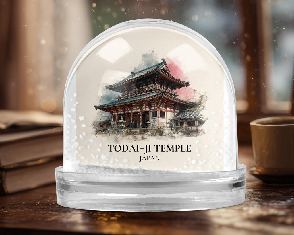 Todai-ji Temple Japan Snow Globe, Personalized Watercolor, Custom Travel Souvenir Keepsake City Dome
