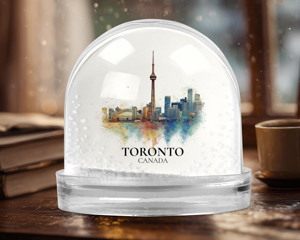Toronto Canada Snow Globe, Personalized Watercolor, Custom Travel Souvenir Keepsake City Dome