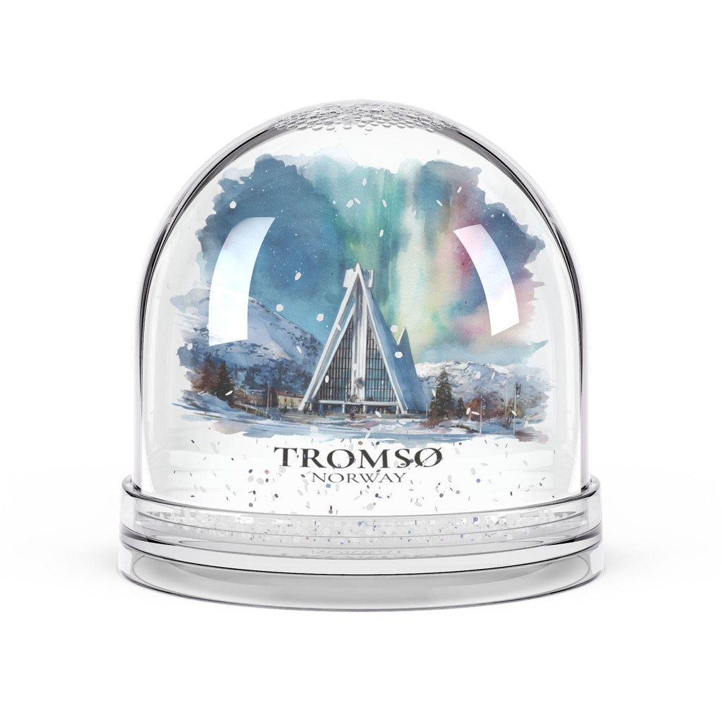 Tromso Snow Globe Norway, Personalized Watercolor, Custom Travel Souvenir Keepsake City Dome