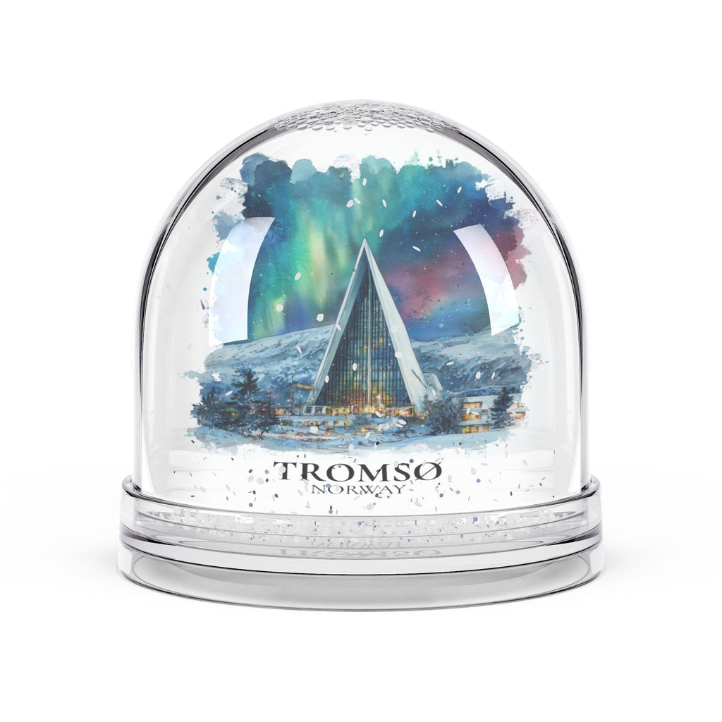 Tromso Norway Snow Globe, Personalized Watercolor, Custom Travel Souvenir Keepsake City Dome