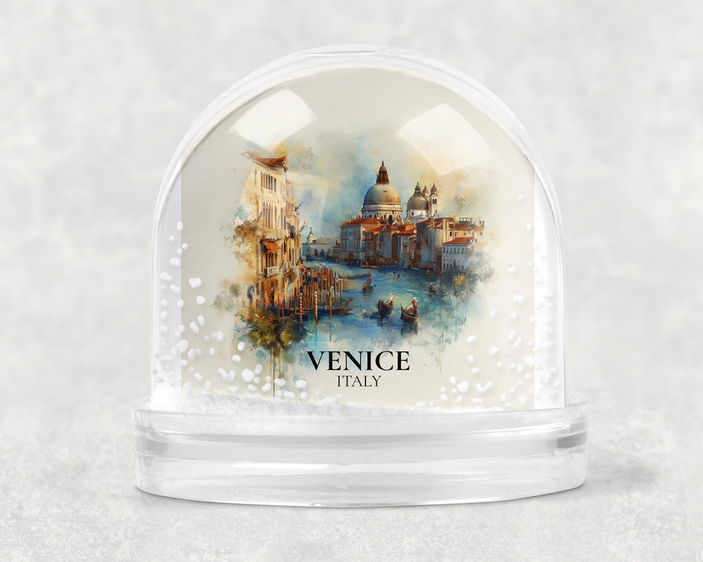 Venice Italy Snow Globe, Personalized Watercolor, Custom Travel Souvenir Keepsake City Dome