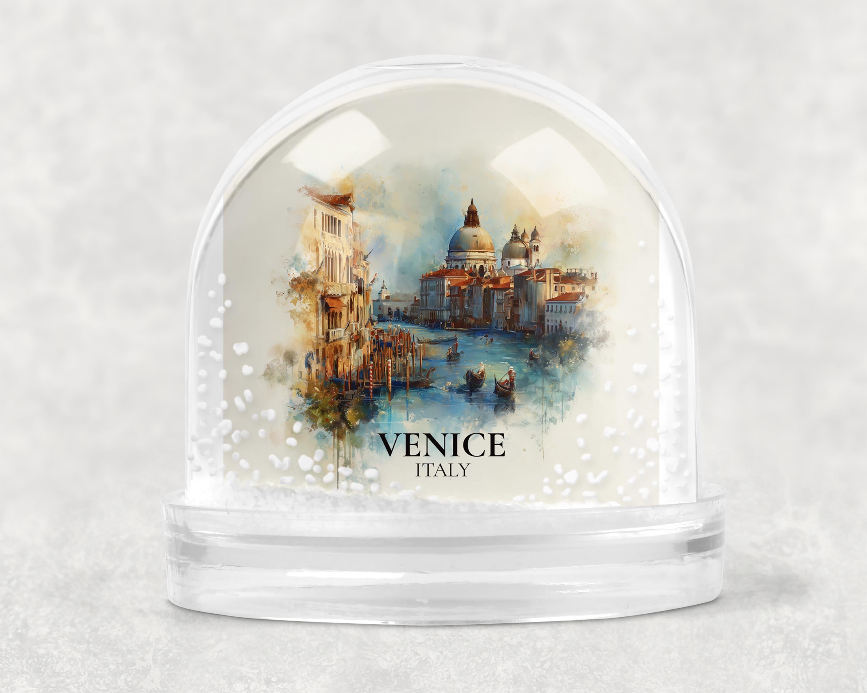 Venice Italy Snow Globe, Personalized Watercolor, Custom Travel Souvenir Keepsake City Dome