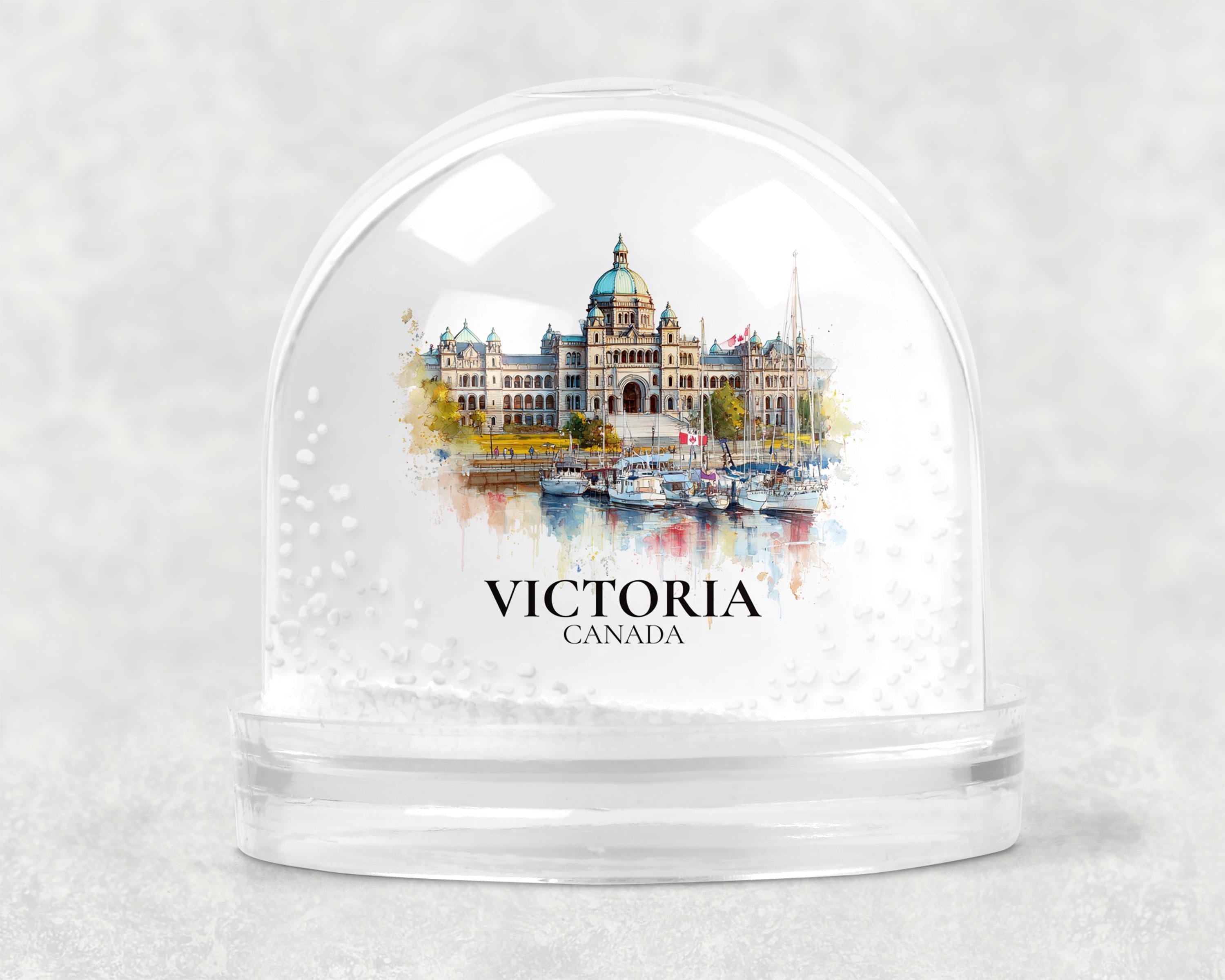 Victoria Canada Snow Globe, Personalized Watercolor, Custom Travel Souvenir Keepsake City Dome