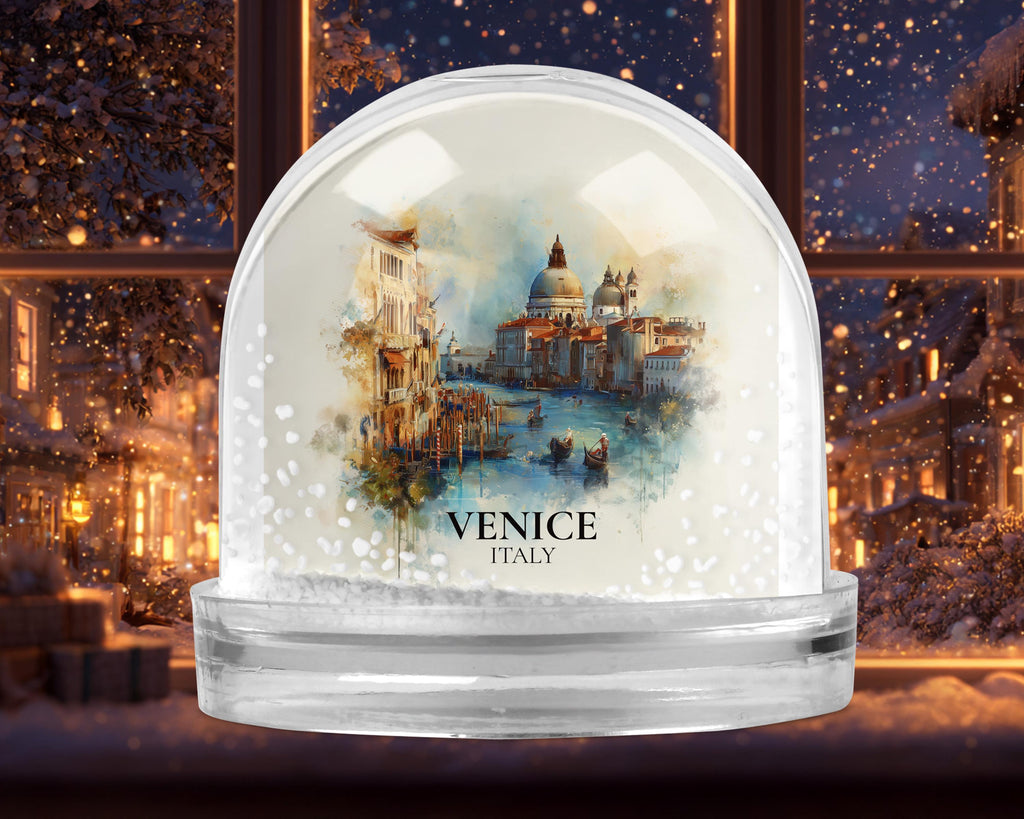 Venice Italy Snow Globe, Personalized Watercolor, Custom Travel Souvenir Keepsake City Dome