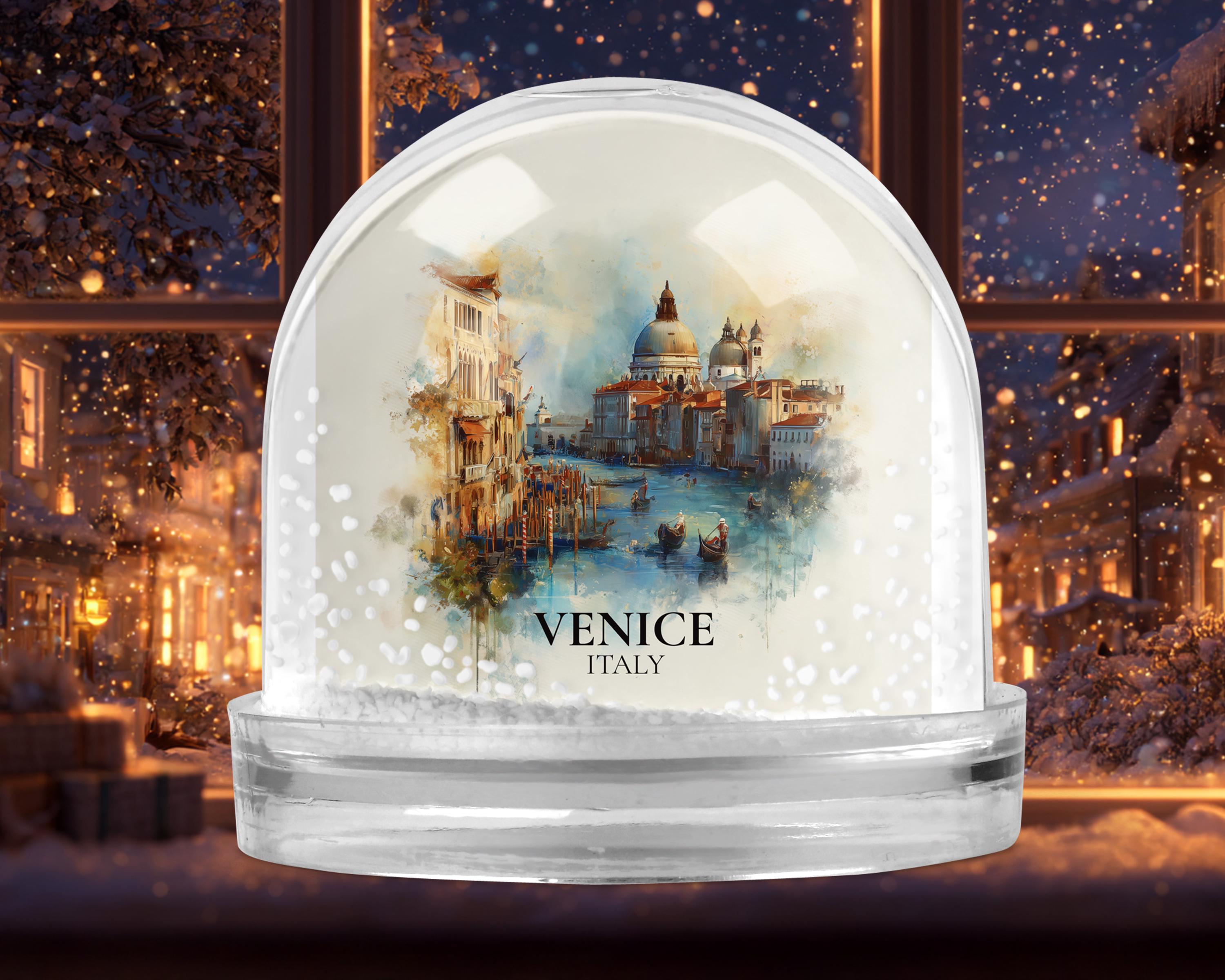 Venice Italy Snow Globe, Personalized Watercolor, Custom Travel Souvenir Keepsake City Dome