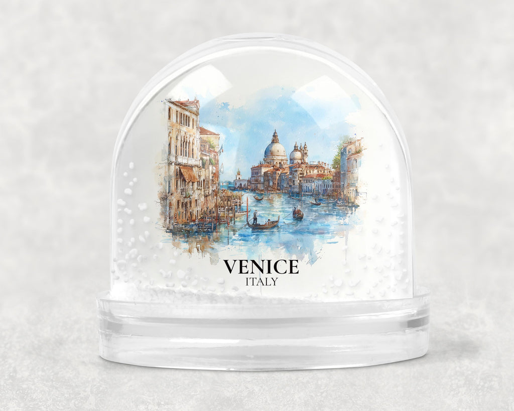 Venice Snow Globe Italy, Personalized Watercolor, Custom Travel Souvenir Keepsake City Dome