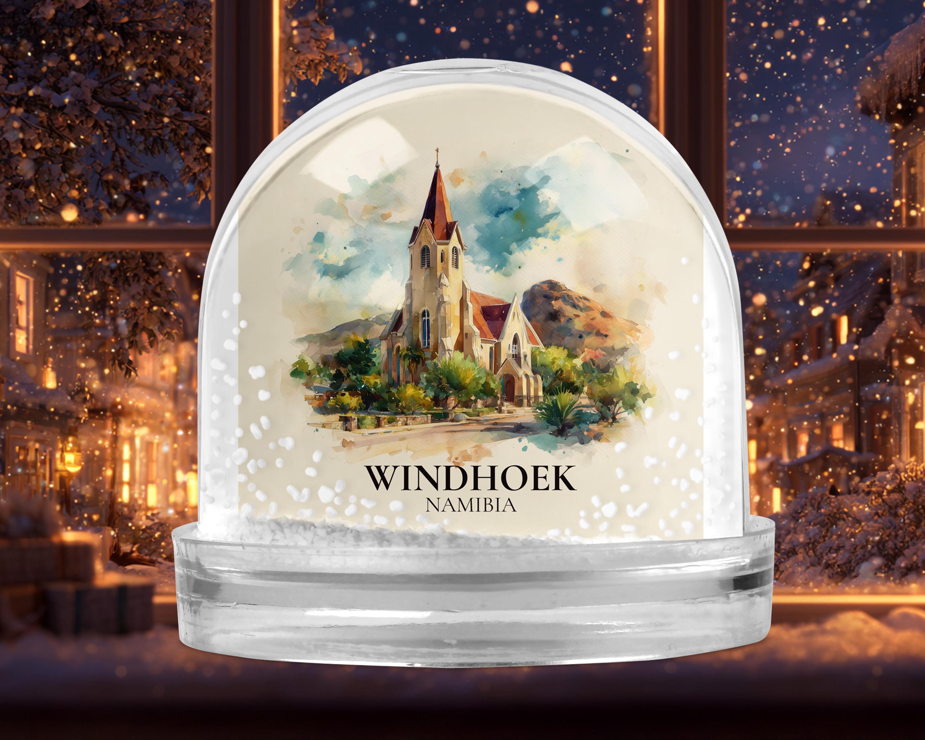 Windhoek Namibia Snow Globe, Personalized Watercolor, Custom Travel Souvenir Keepsake City Dome