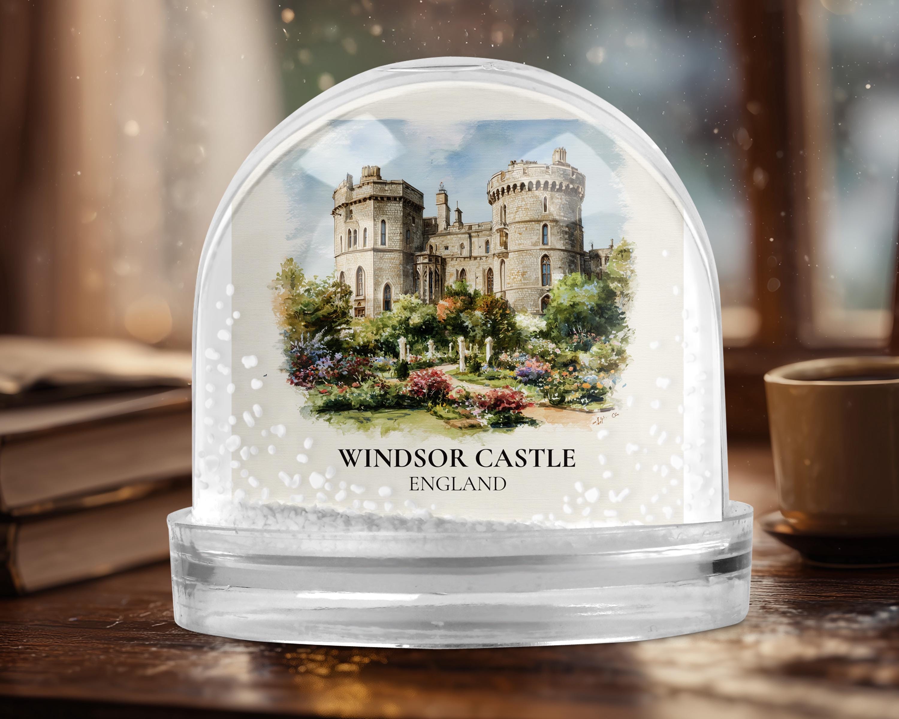 Windsor Castle England Snow Globe, Personalized Watercolor, Custom Travel Souvenir Keepsake City Dome